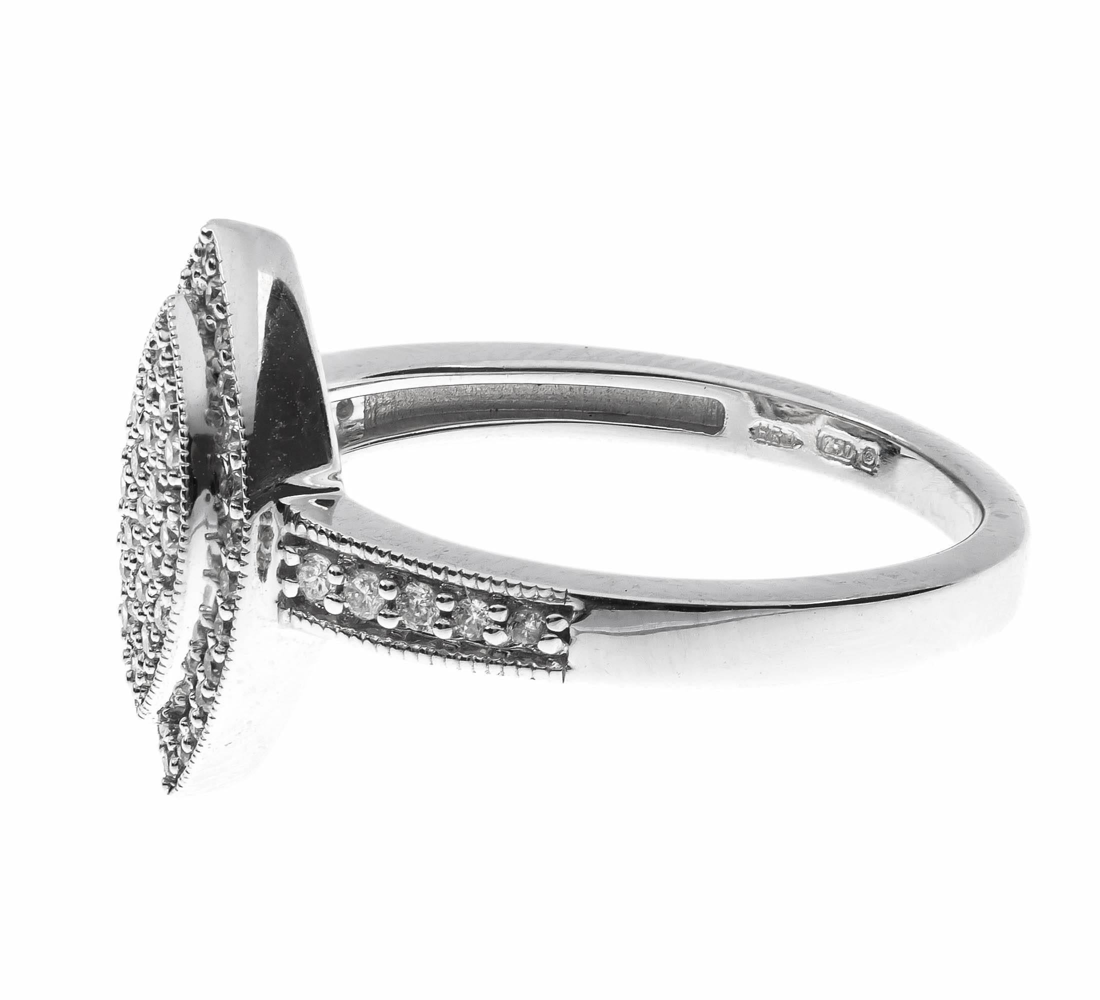 Round Cut 18 Carat White Gold Diamond Halo Cluster Ring For Sale