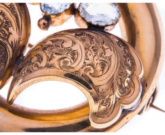 Antique Victorian 9ct Yellow Gold Aquamarine Brooch