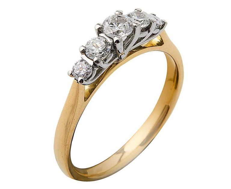 18 Carat Gold and Platinum 0.50 Carat Five Stone Diamond Ring For Sale ...