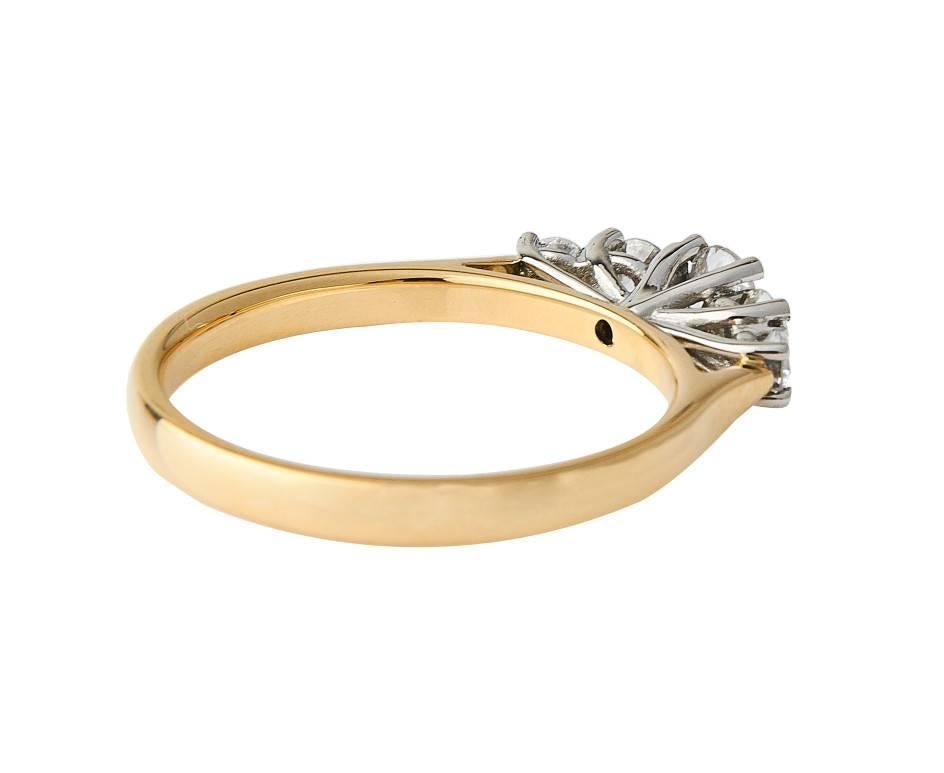 Modern 18 Carat Gold & Platinum 0.50 Carat Five Stone Diamond Ring For Sale