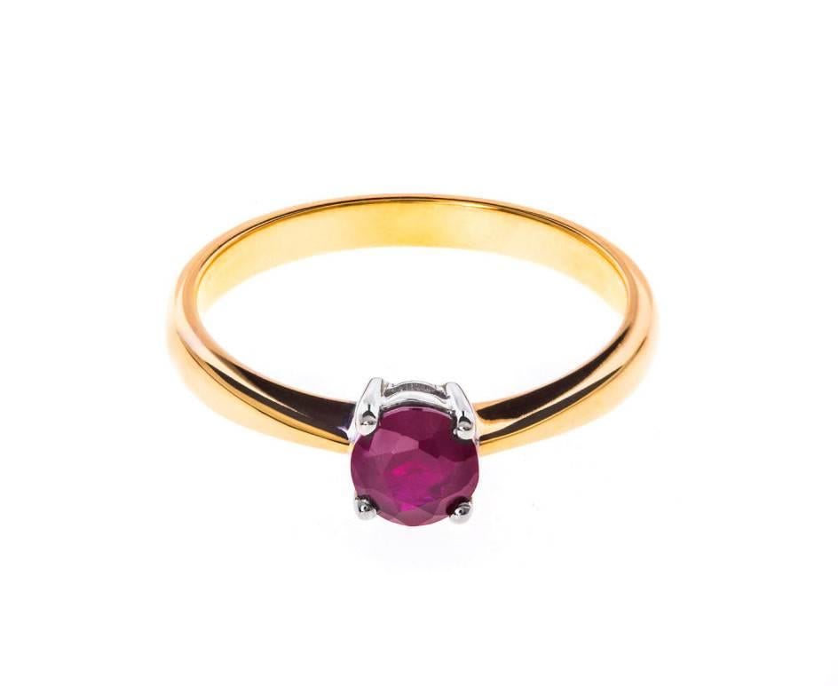 Modern 18 Carat Gold Solitaire Ruby Ring