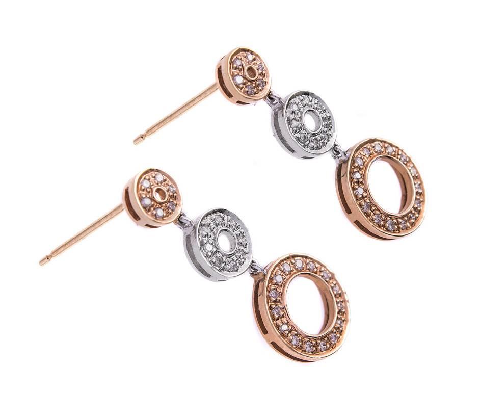 0.40 Carat Diamond Triple Circle Drop Earrings In Excellent Condition In Birmingham, GB