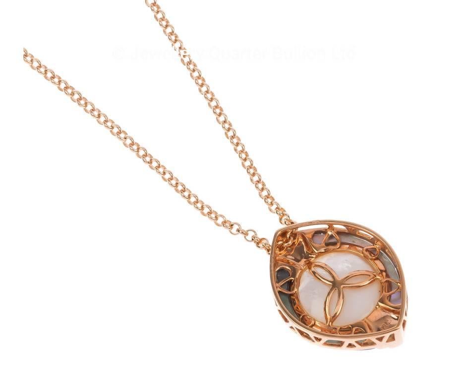 Art Deco 18 Carat Rose Gold Mabe Pearl Diamond Pendant For Sale