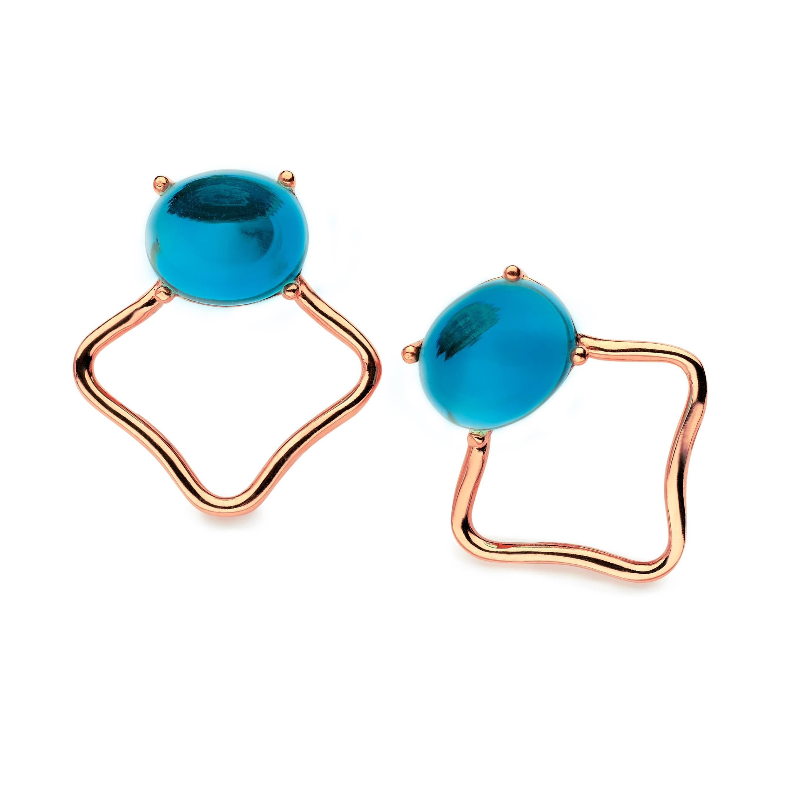 Contemporary  18ct rose gold silver  Champagne orange Vermeil classic modern stud Earrings For Sale