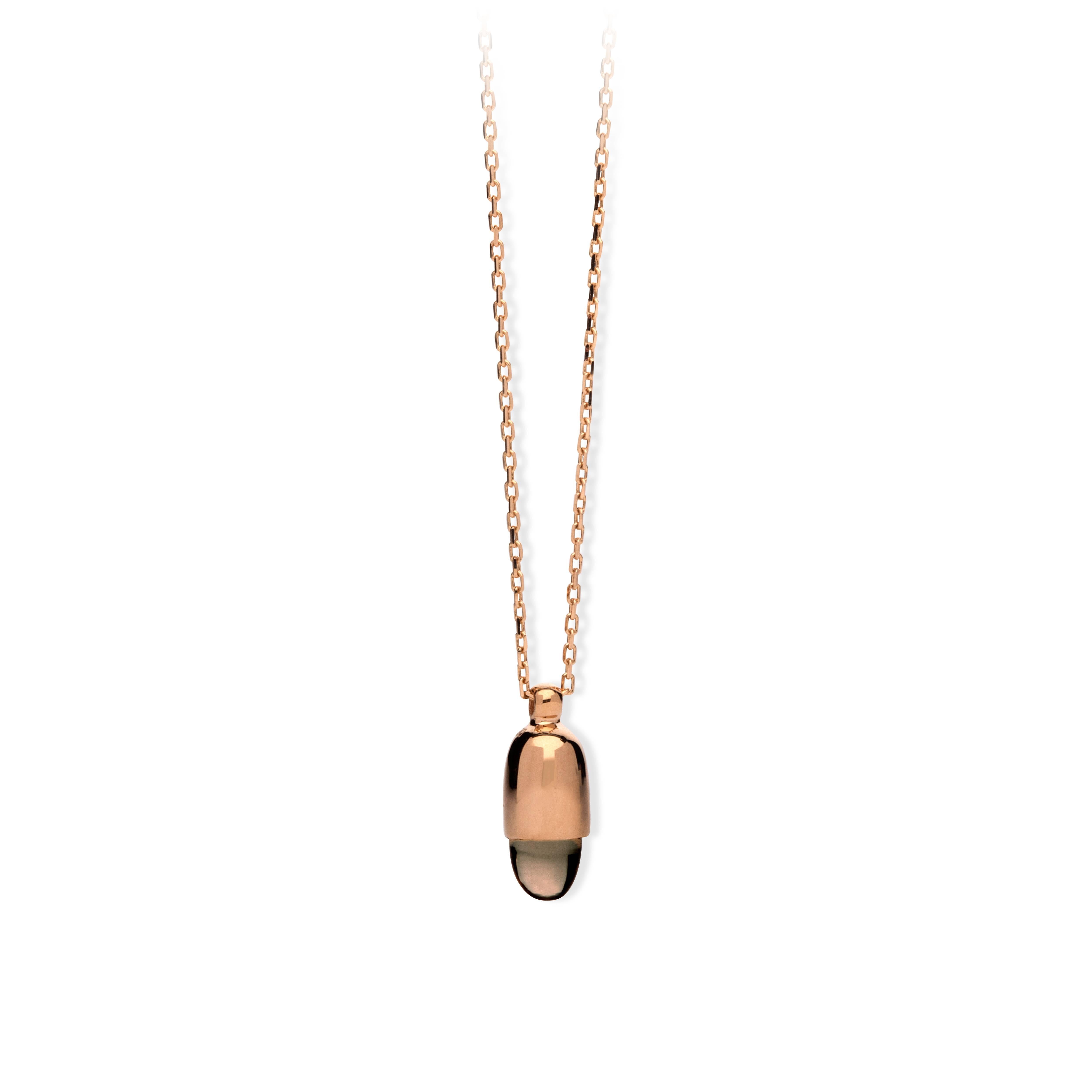 MAVIADA's 18k Skopelos mini Rose Gold Champagne Quartz Dome Pendant Necklace For Sale 2