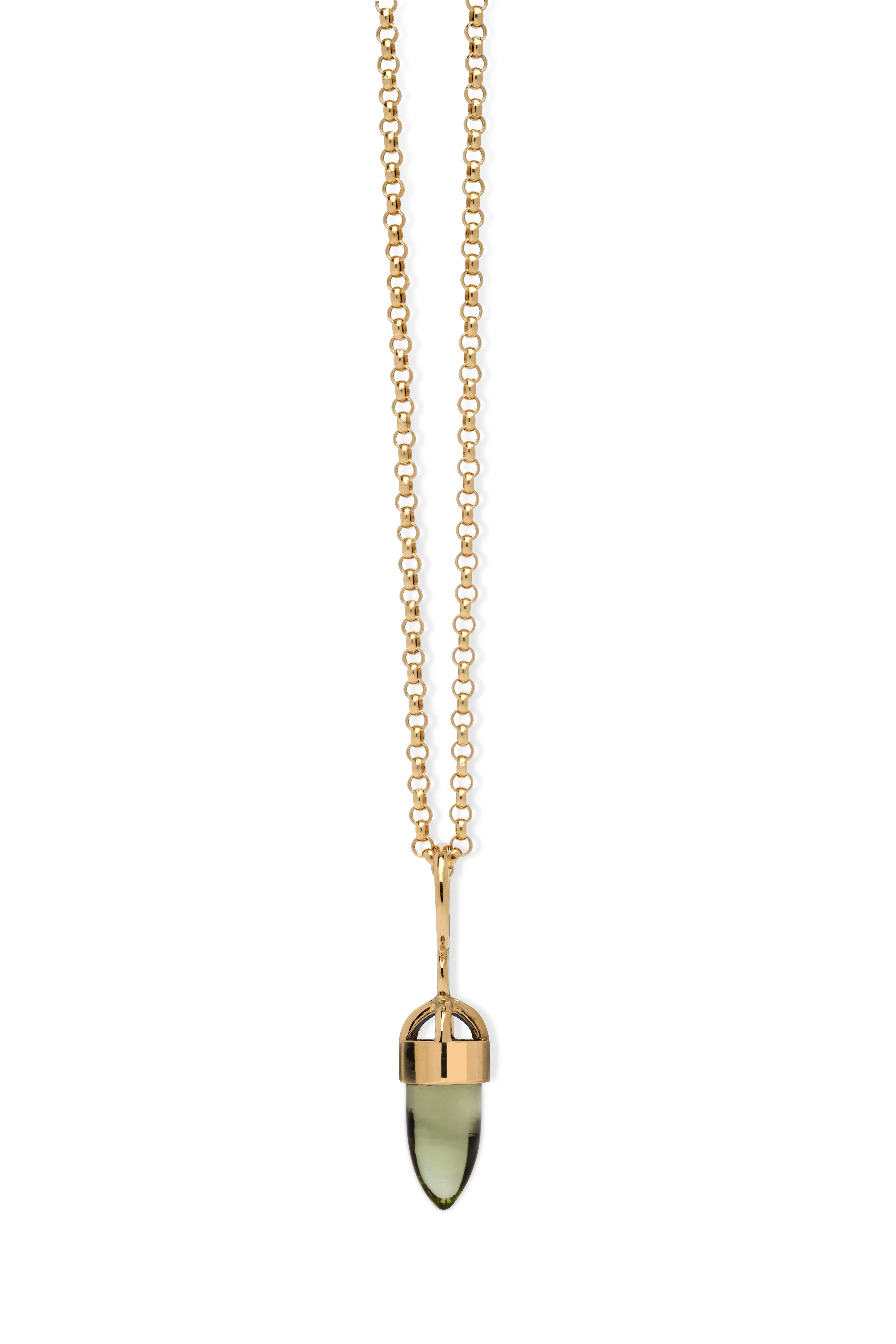 Bullet Cut MAVIADA's Modern Minimalist Pink Stone 18 Karat Yellow Gold Pendant Necklace For Sale