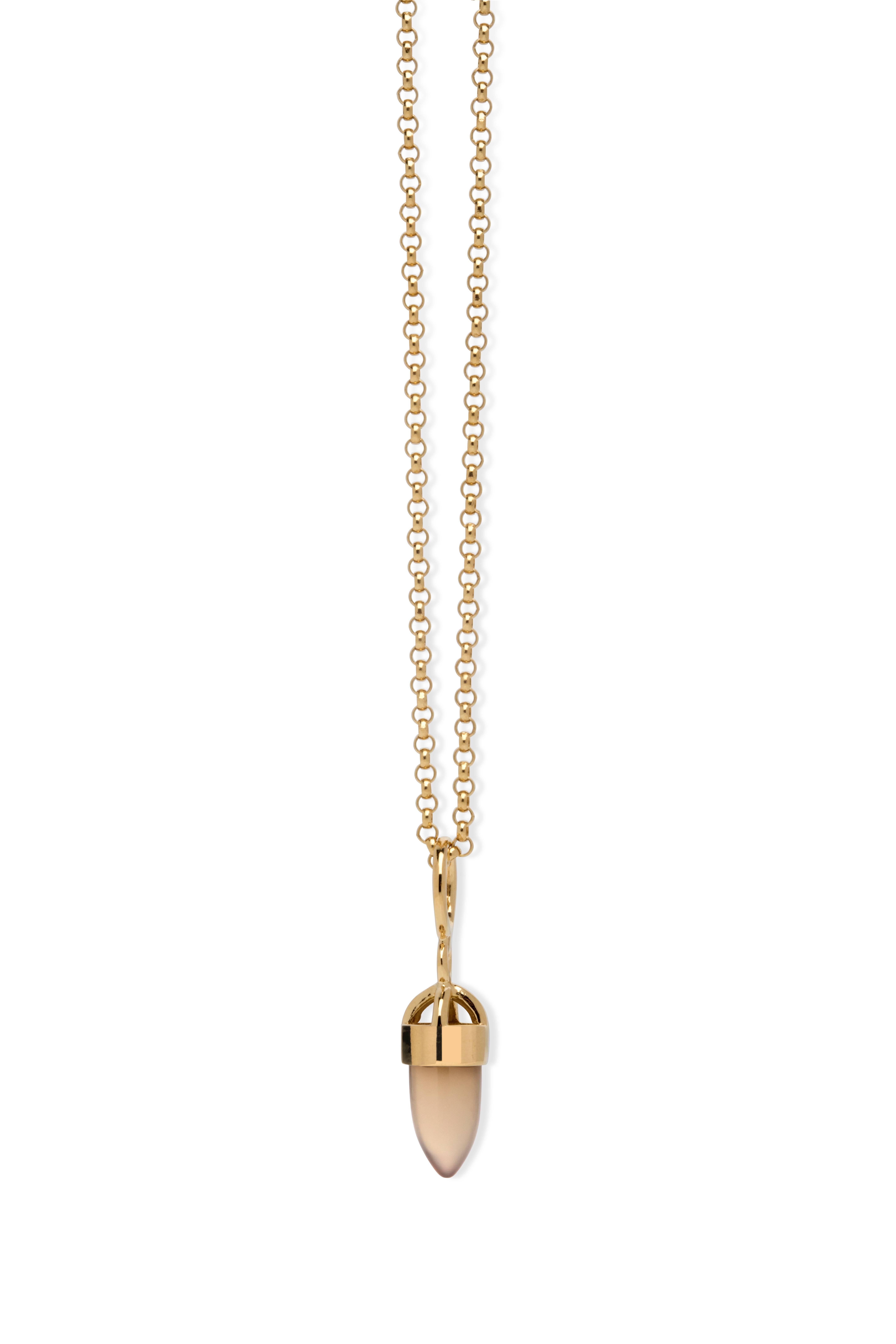 Women's MAVIADA's Modern Minimalist Pink Stone 18 Karat Yellow Gold Pendant Necklace For Sale