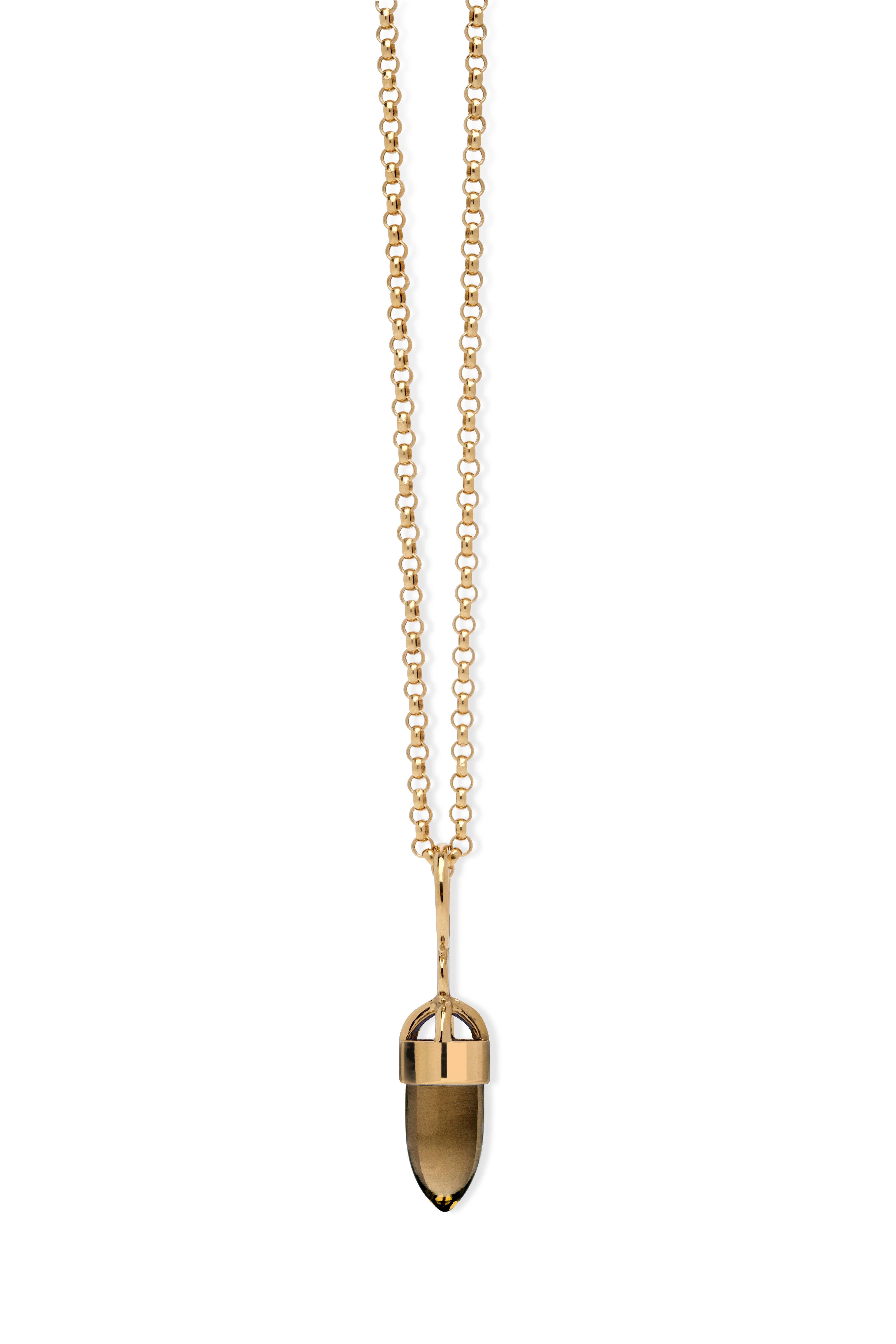 MAVIADA's Modern Minimalist Pink Stone 18 Karat Yellow Gold Pendant Necklace For Sale 3
