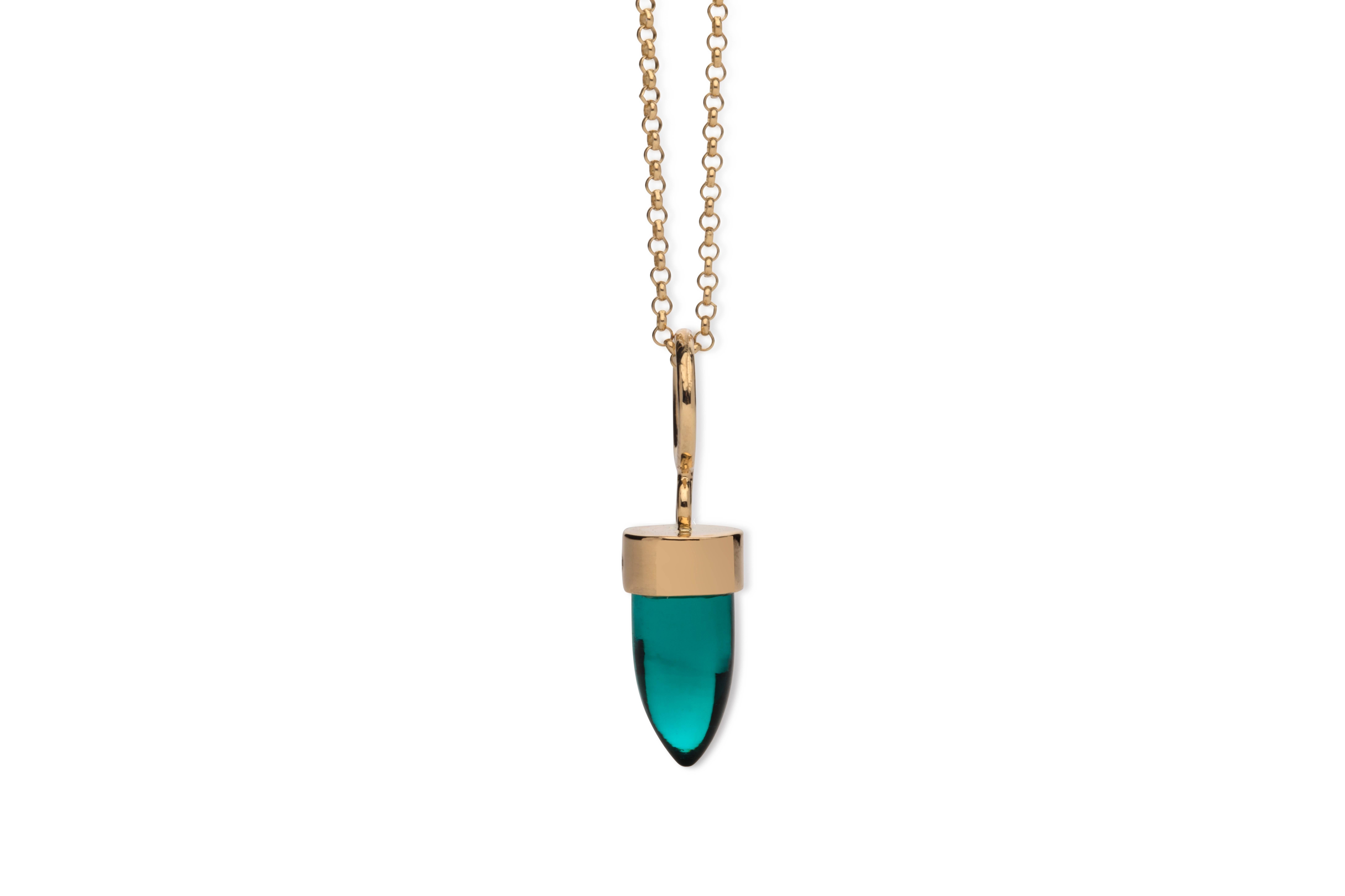 MAVIADA's Modern Minimalist Aqua Blue 18 Karat Yellow Gold Pendant Necklace For Sale 2
