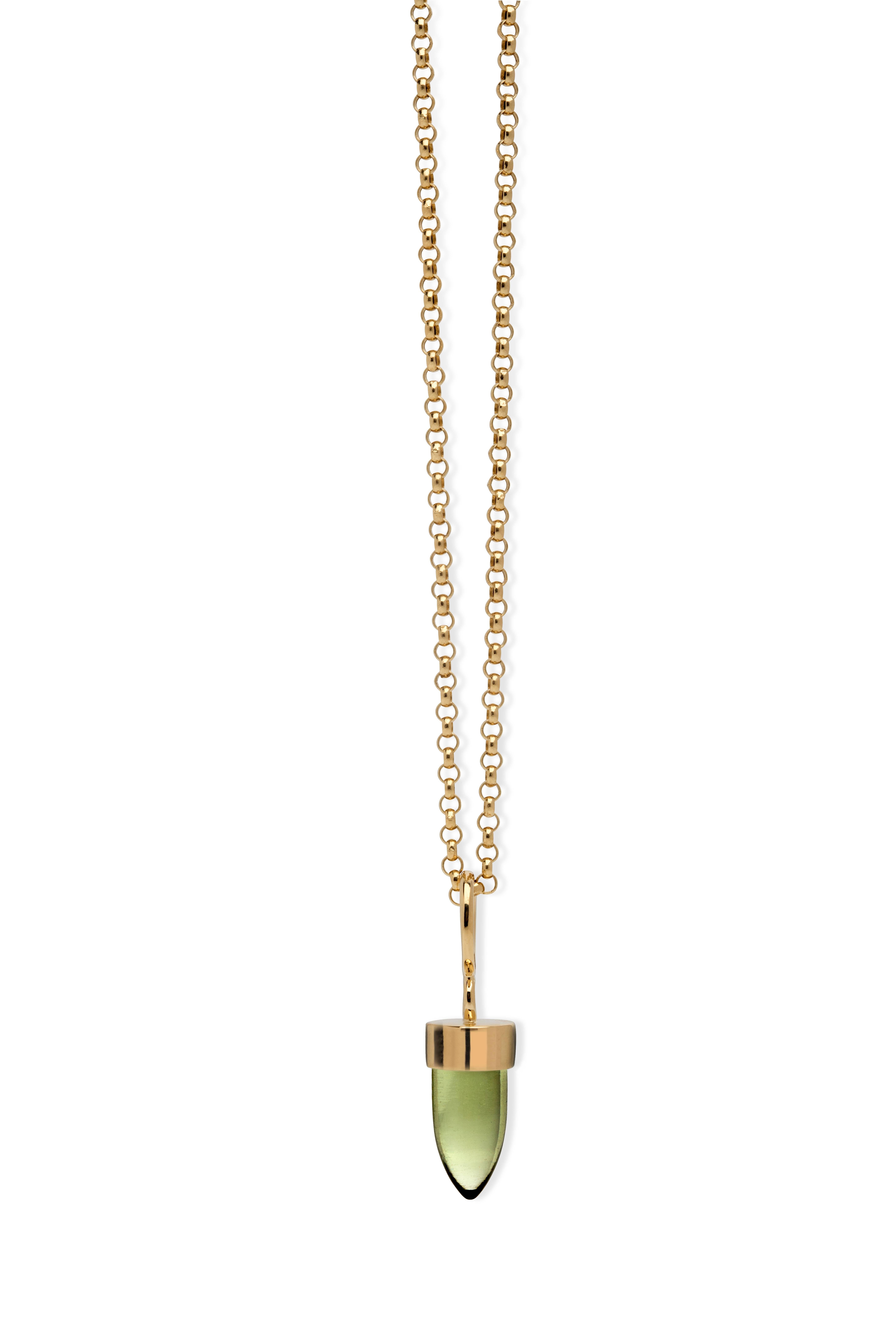 MAVIADA's Modern Minimalist Green Amethyst 18 Karat Yellow Gold Pendant Necklace 5