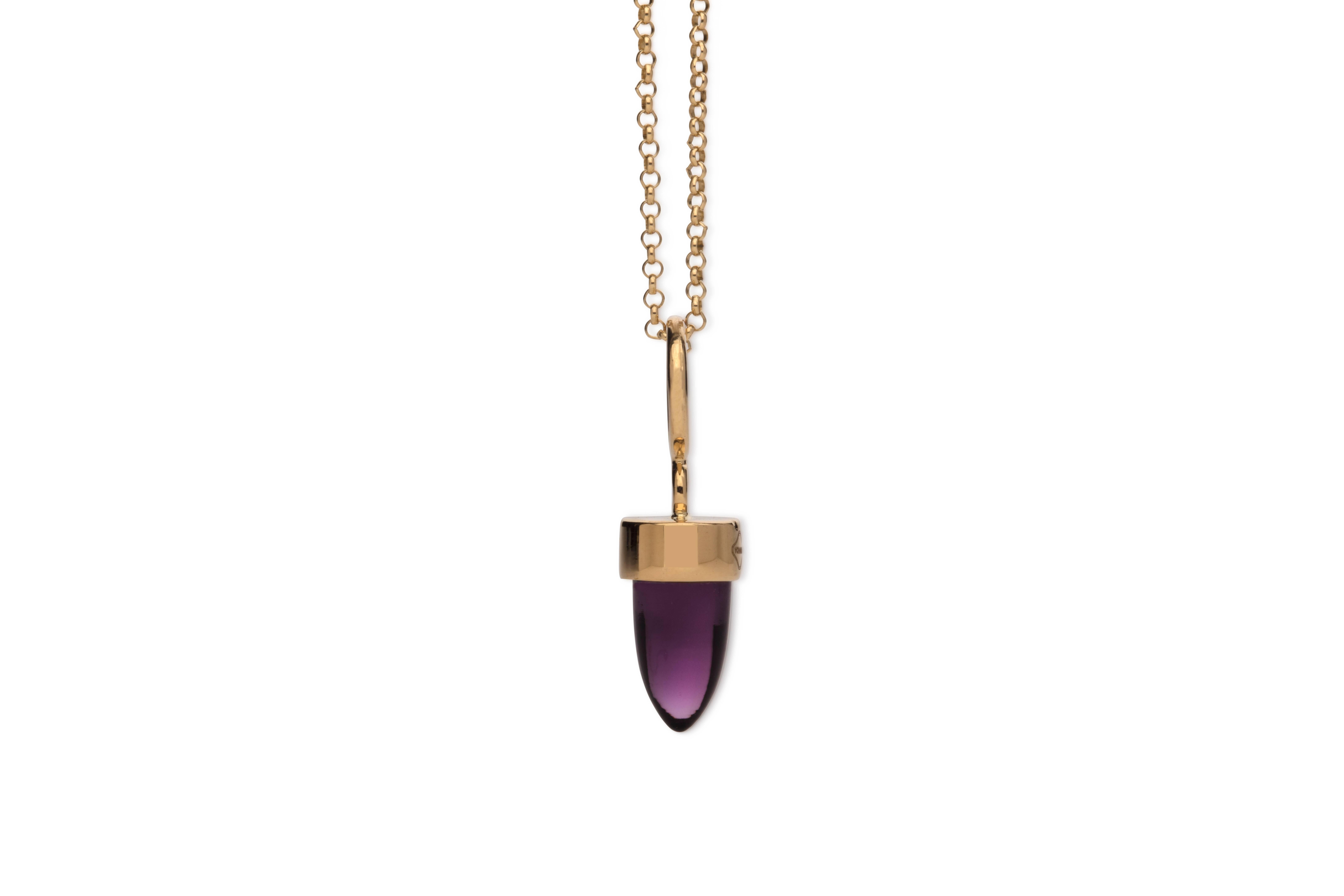 Bullet Cut MAVIADA's Modern Minimalist Teal Quartz Stone 18 Karat Gold Pendant Necklace For Sale