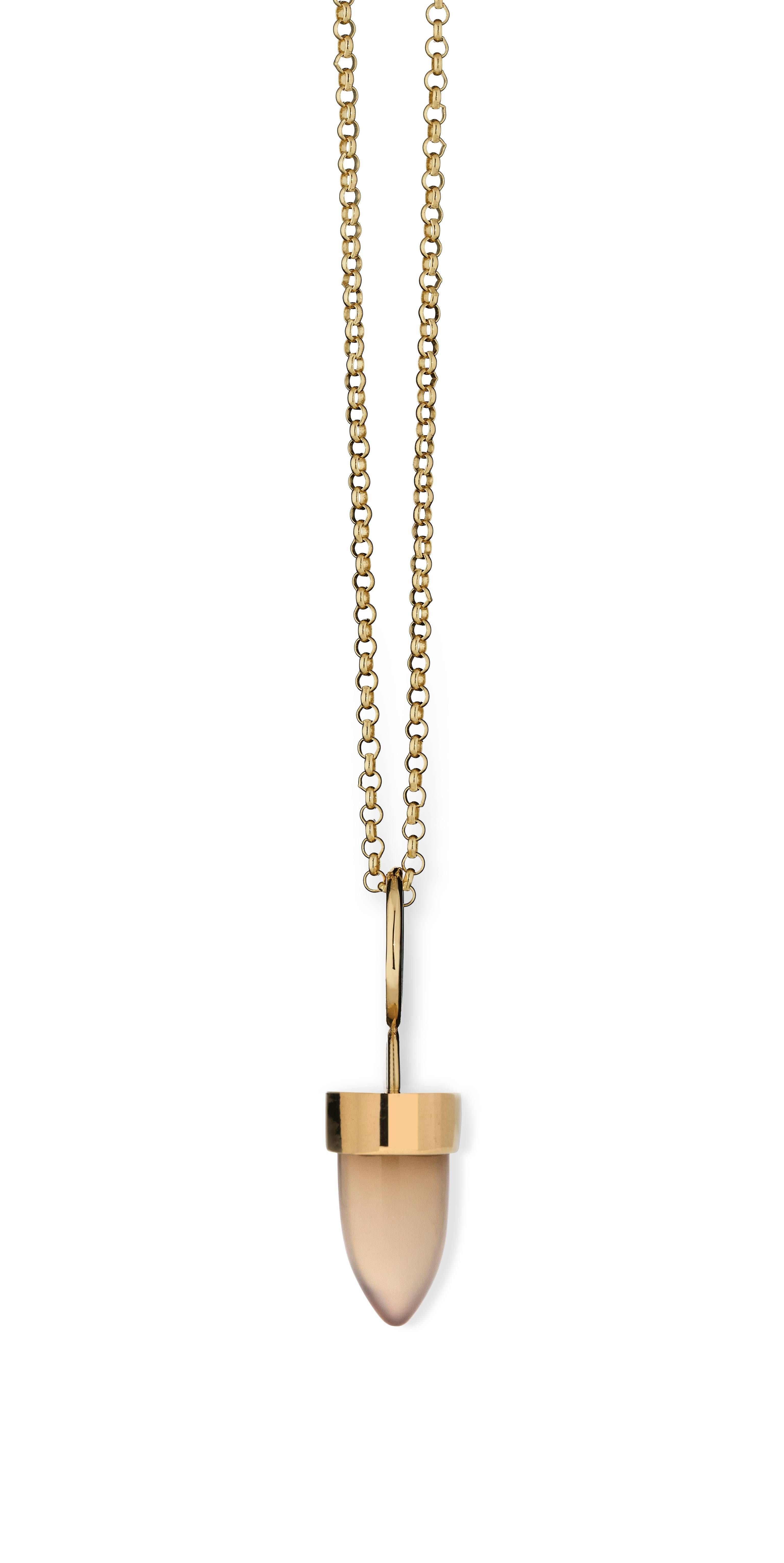 Women's or Men's MAVIADA's Modern Minimalist Teal Quartz Stone 18 Karat Gold Pendant Necklace For Sale