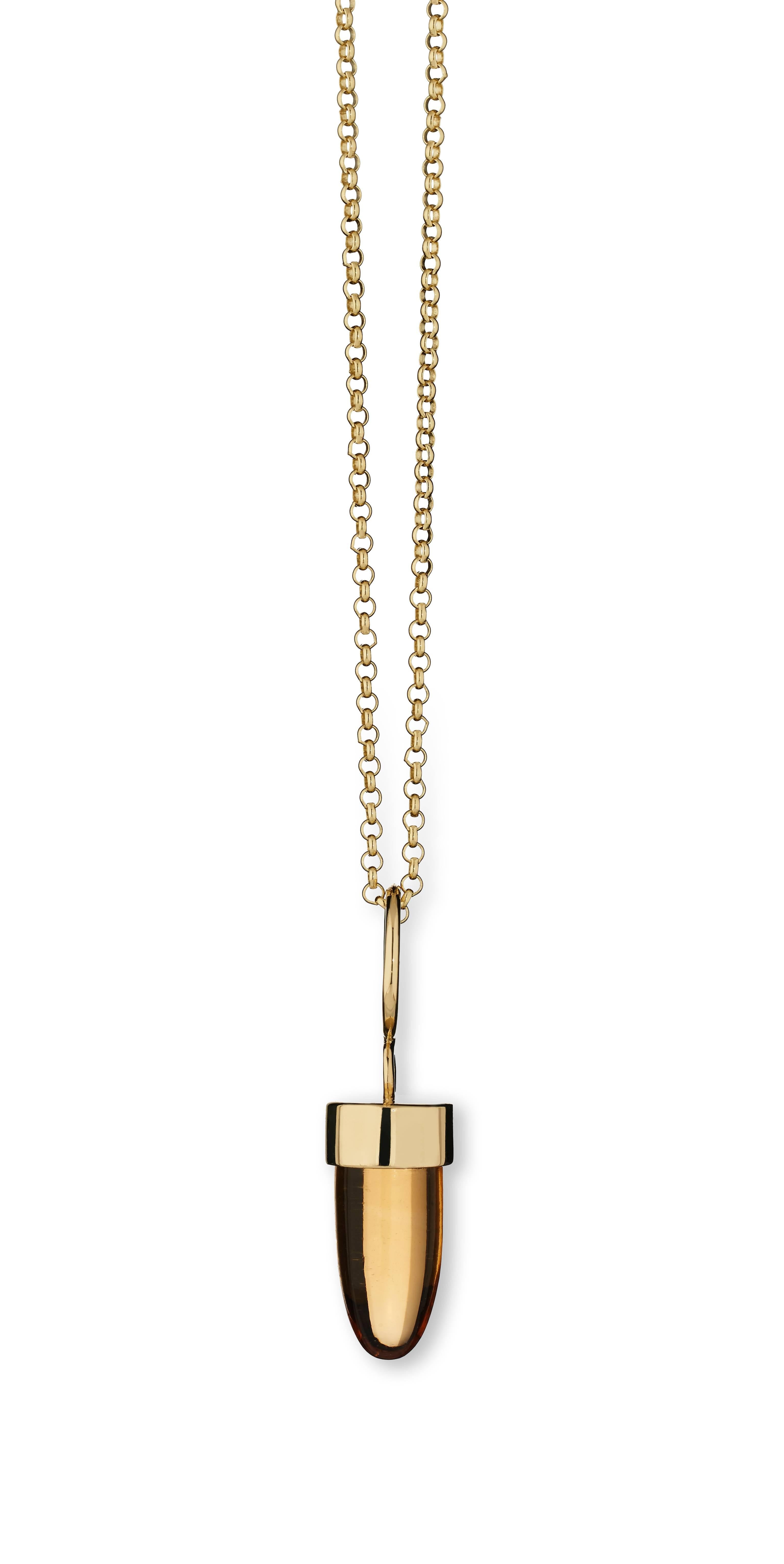 MAVIADA's Modern Minimalist Teal Quartz Stone 18 Karat Gold Pendant Necklace For Sale 5