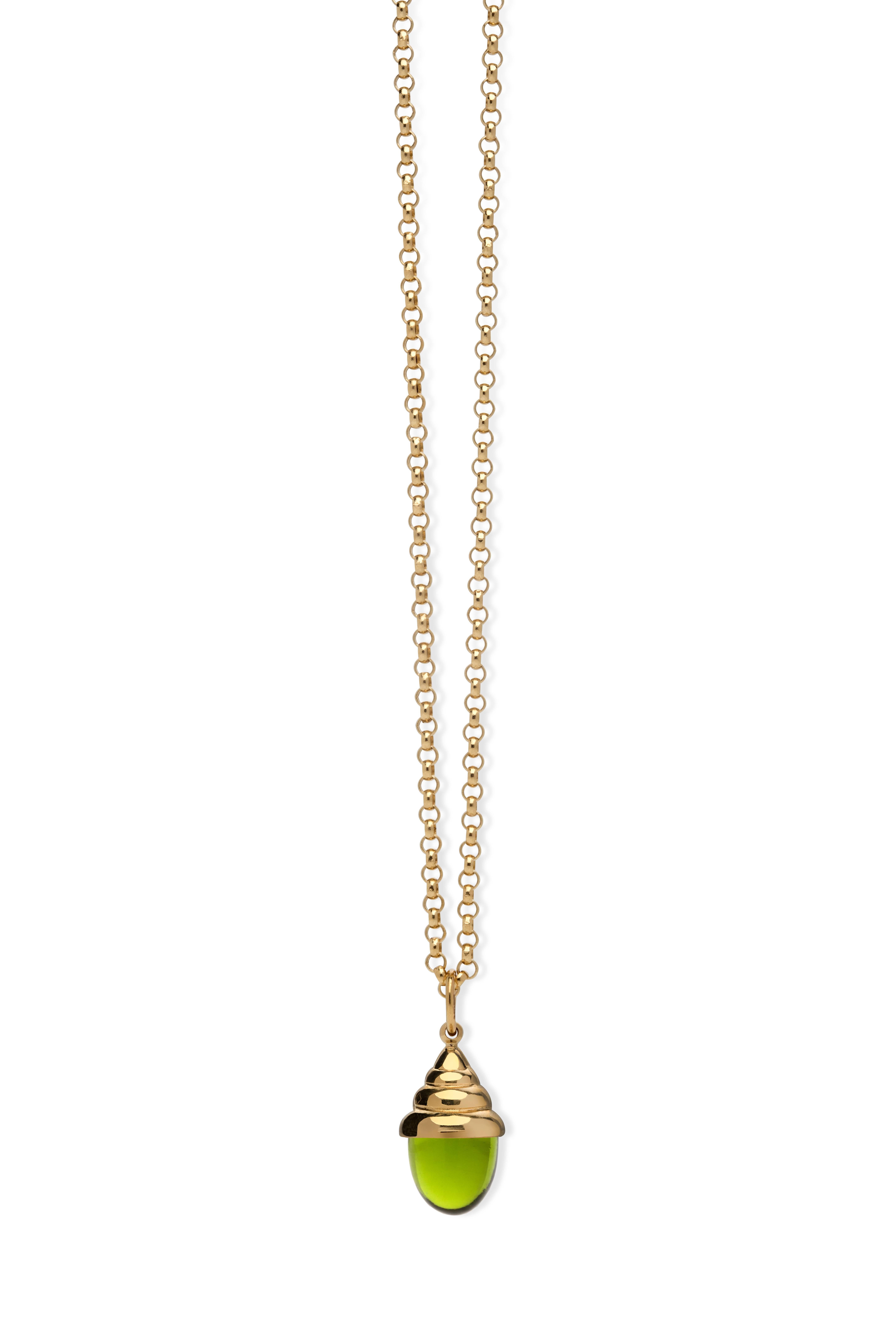 MAVIADA's Torba Modern Peridot Quartz 18 Karat Yellow Gold Drop Pendant Necklace For Sale 2