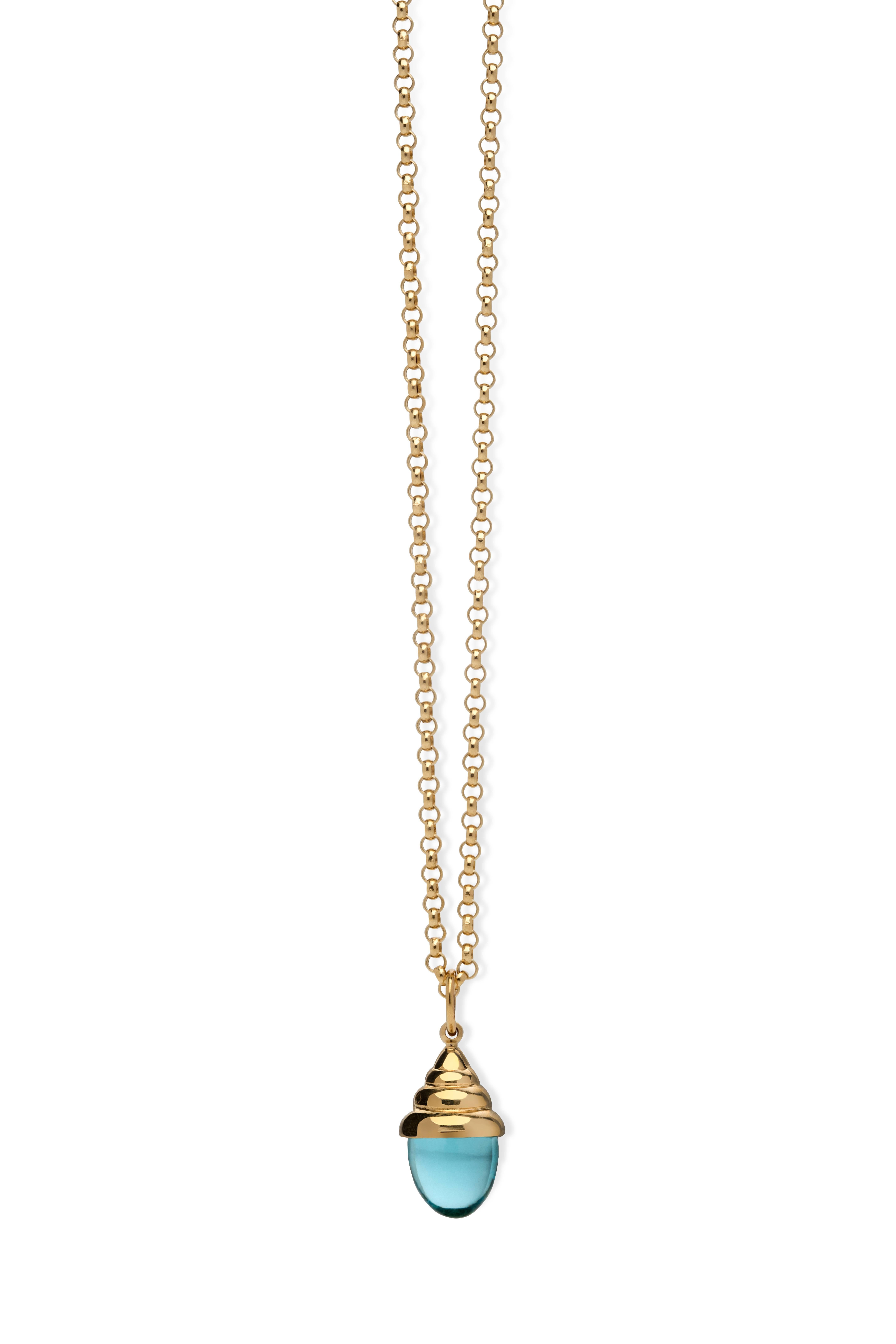 Bullet Cut Blue Tanzanite Chic Quartz 18 Karat Yellow Solid Gold Drop Pendant Necklace For Sale