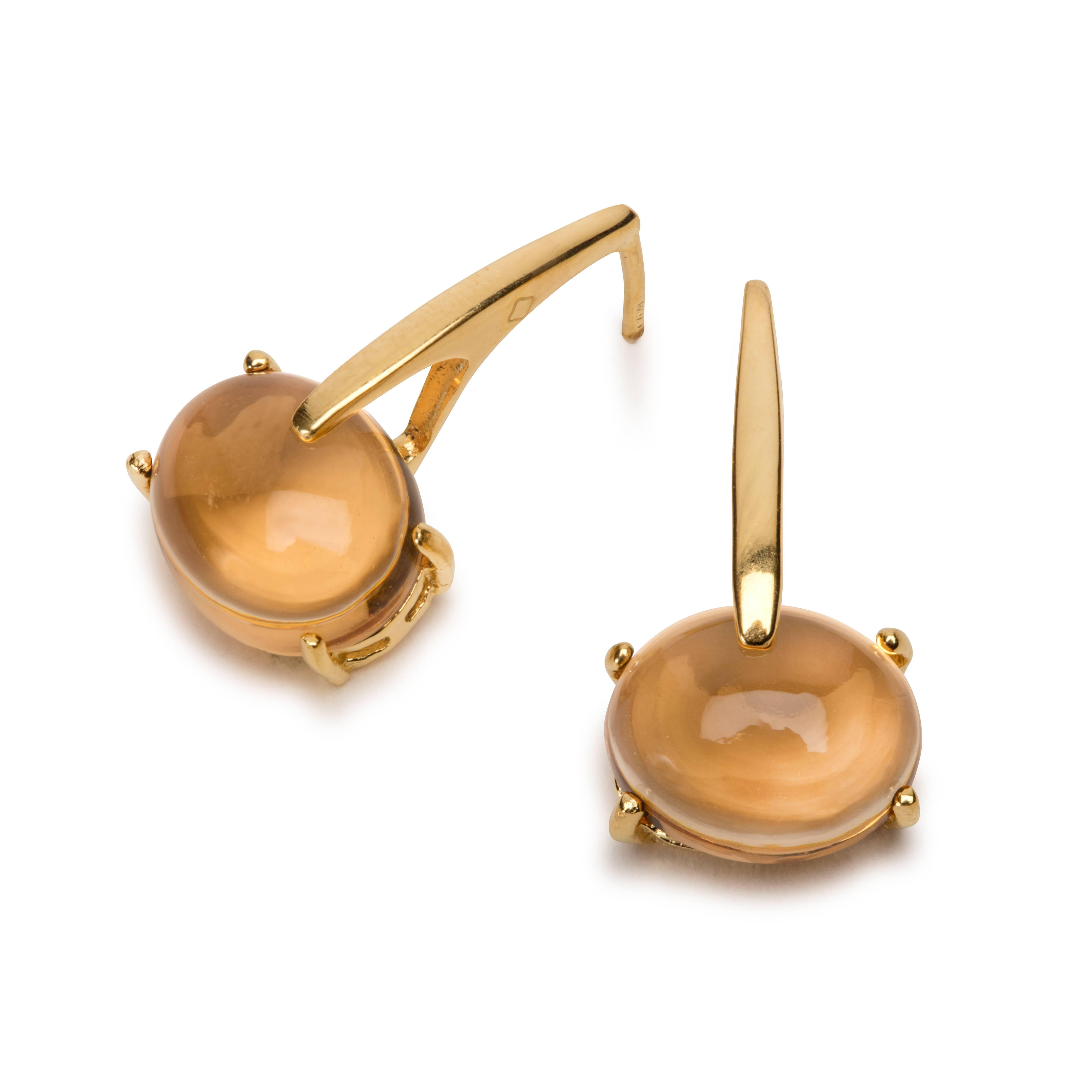 MAVIADA's 18k Gold Green Amethyst Vermeil Quartz, Sardinia Drop Long Earrings 6
