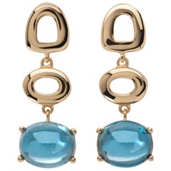 MAVIADA's Modern Minimalism St Tropez Blue Topaz 18K Yellow Gold Drop Earrings