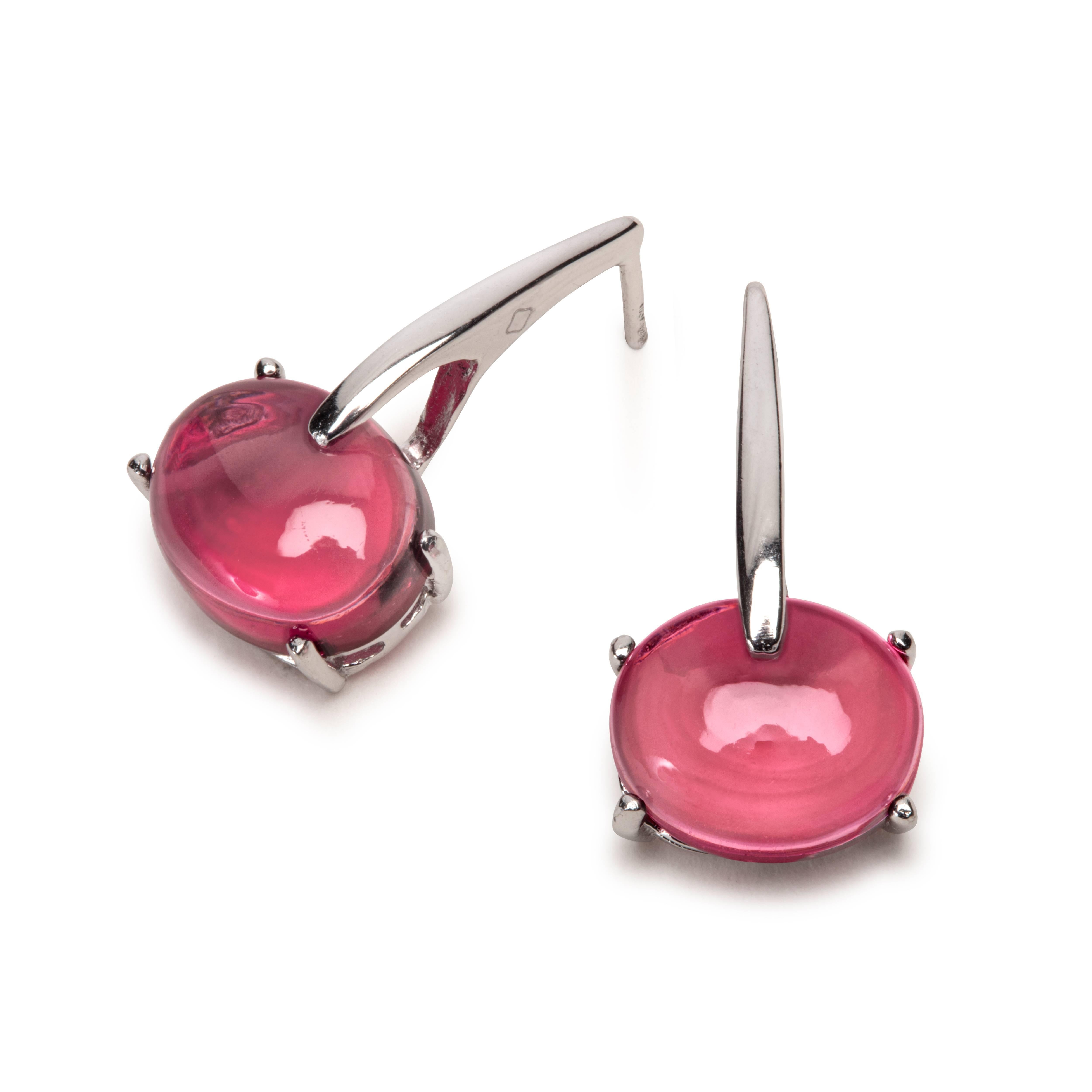 MAVIADA's 18 Karat Rose Gold Vermeil Pink Tourmaline Quartz, Gold Drop Earrings 2