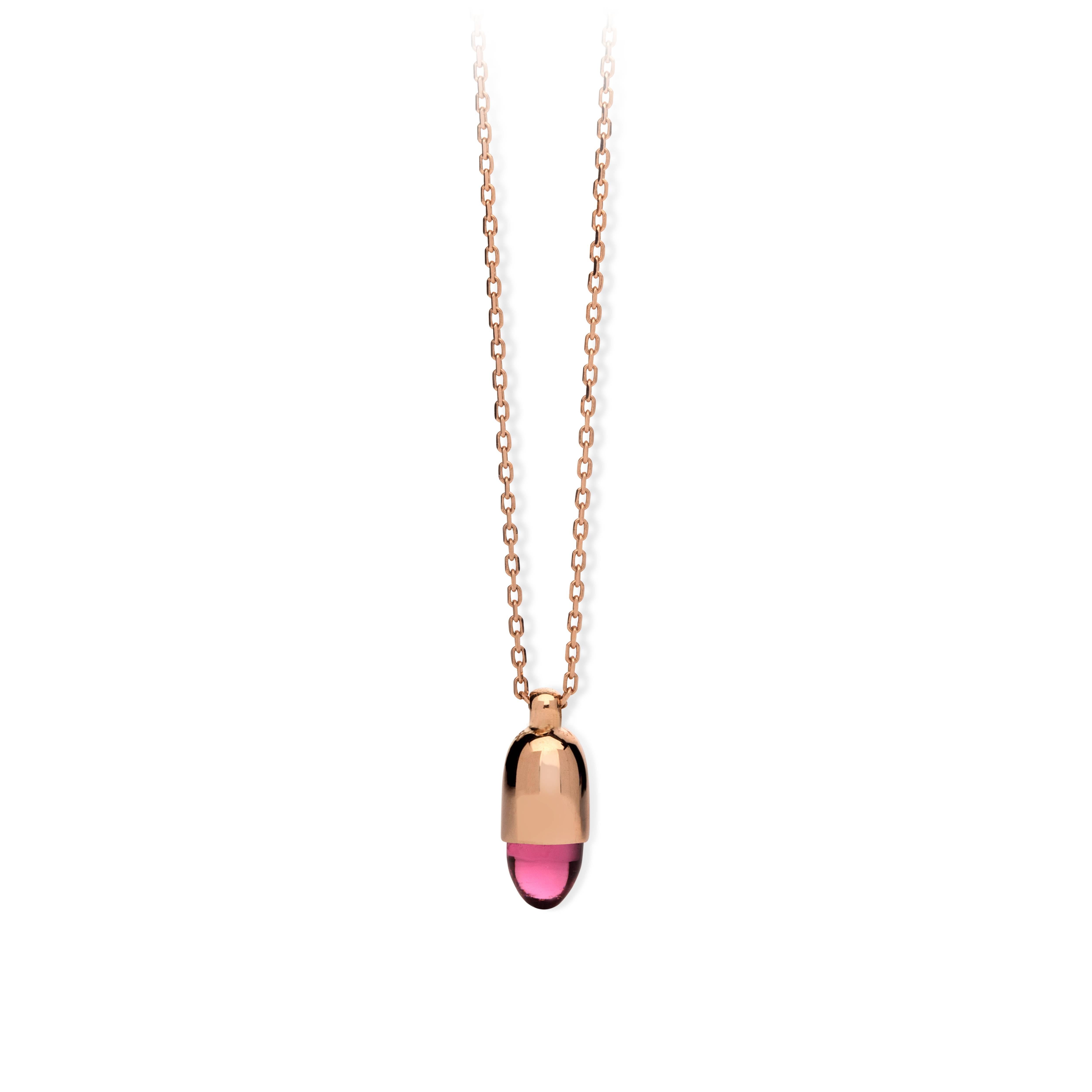 MAVIADA's Skopelos 18k Rose Gold Purple Amethyst Pendant Mini Necklace For Sale 2