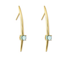Tusk 18 Karat Gold Vermeil Aqua Blue Quartz Edgy Fashionable Earrings