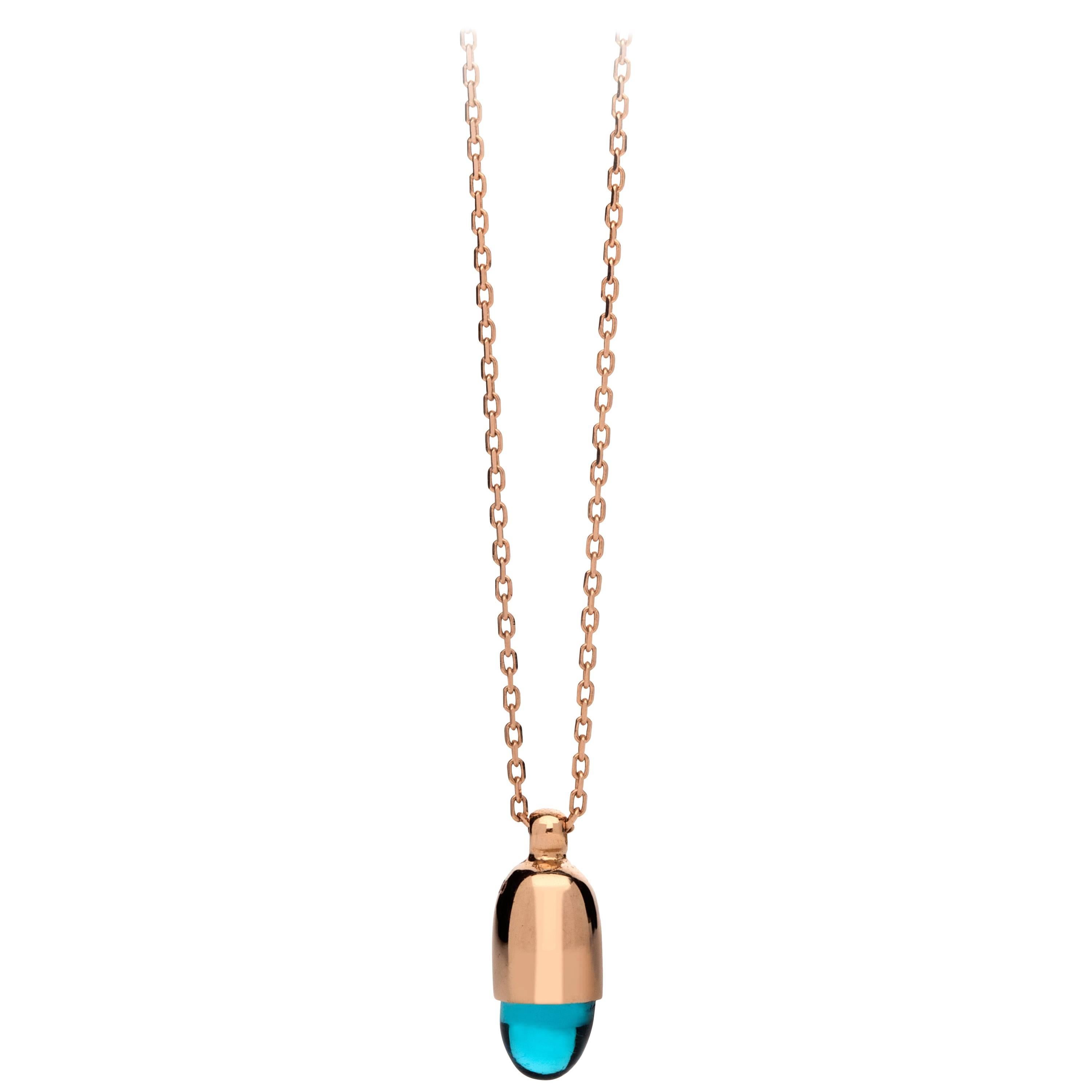 Our cheerful 18k solid gold pendants, offered in a wide range of colours, are meant to be worn everyday, whatever your occasion. 
The bullet shaped smooth cut stones measure 5mm in length and 5mm at their widest point.  
These bullet stones are