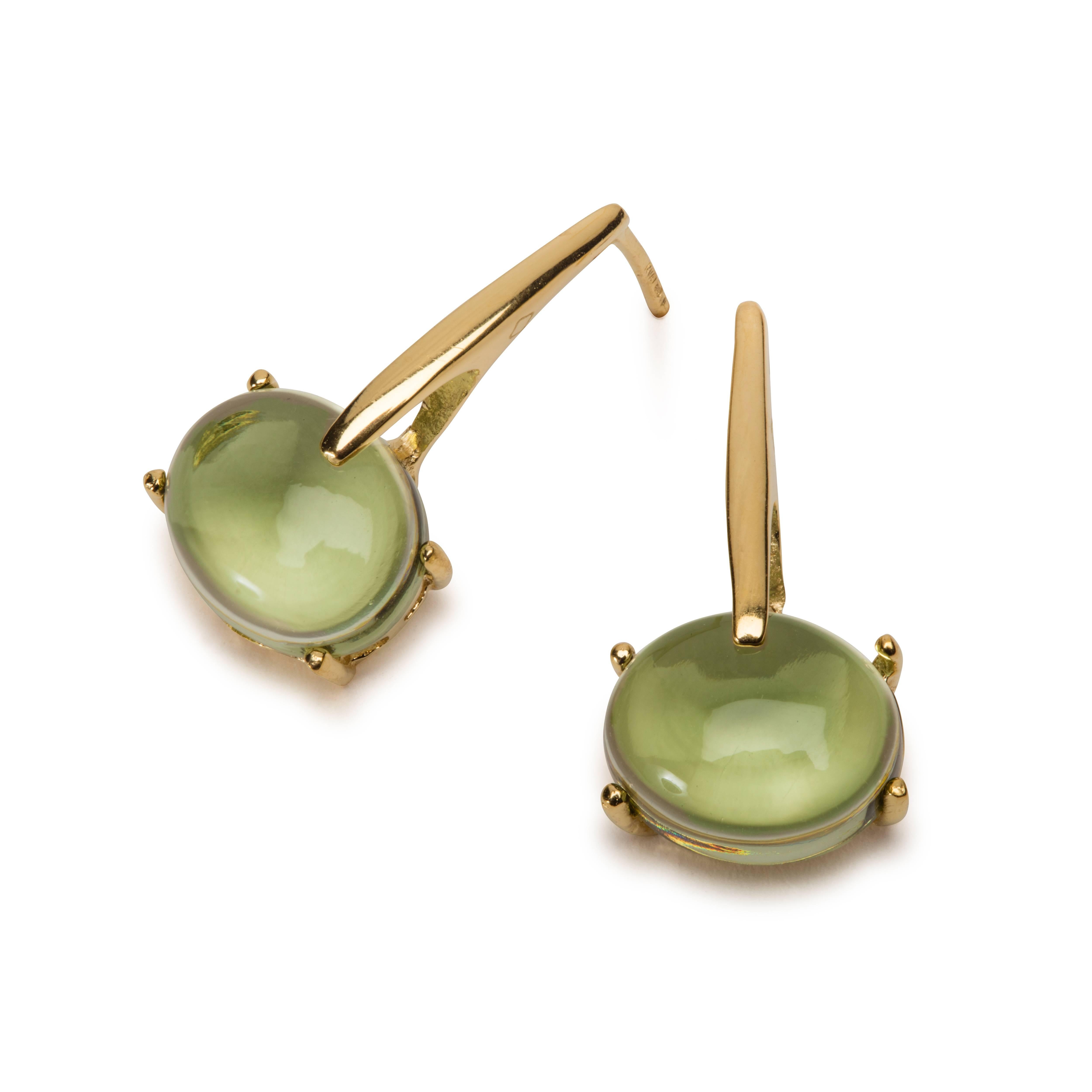 Maviada's 18 Karat Yellow Gold Vermeil Green Amethyst Quartz, Gold Long Earrings 9