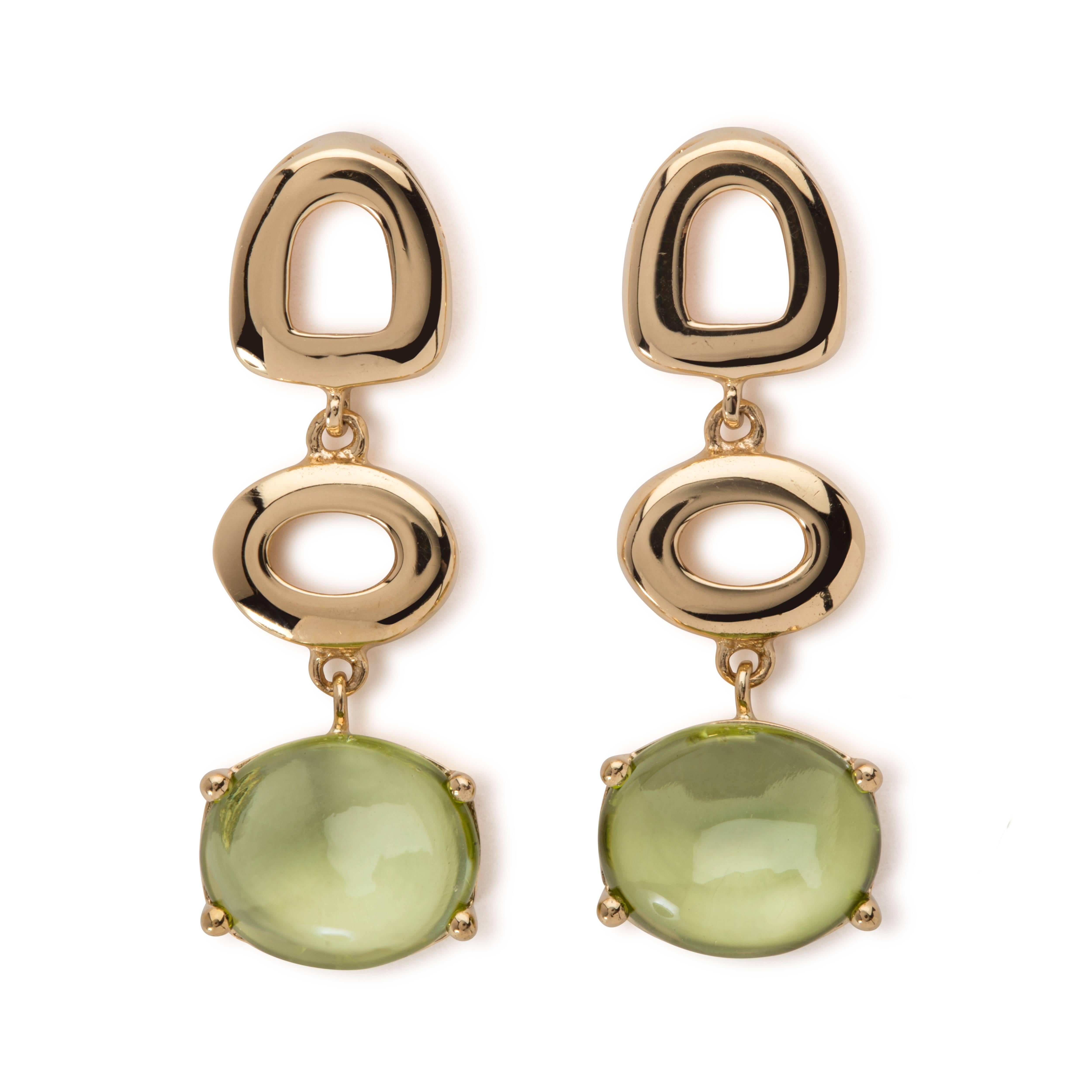 Maviada's St Tropez Green Peridot 18 Karat White Gold Drop Long Earrings For Sale 3