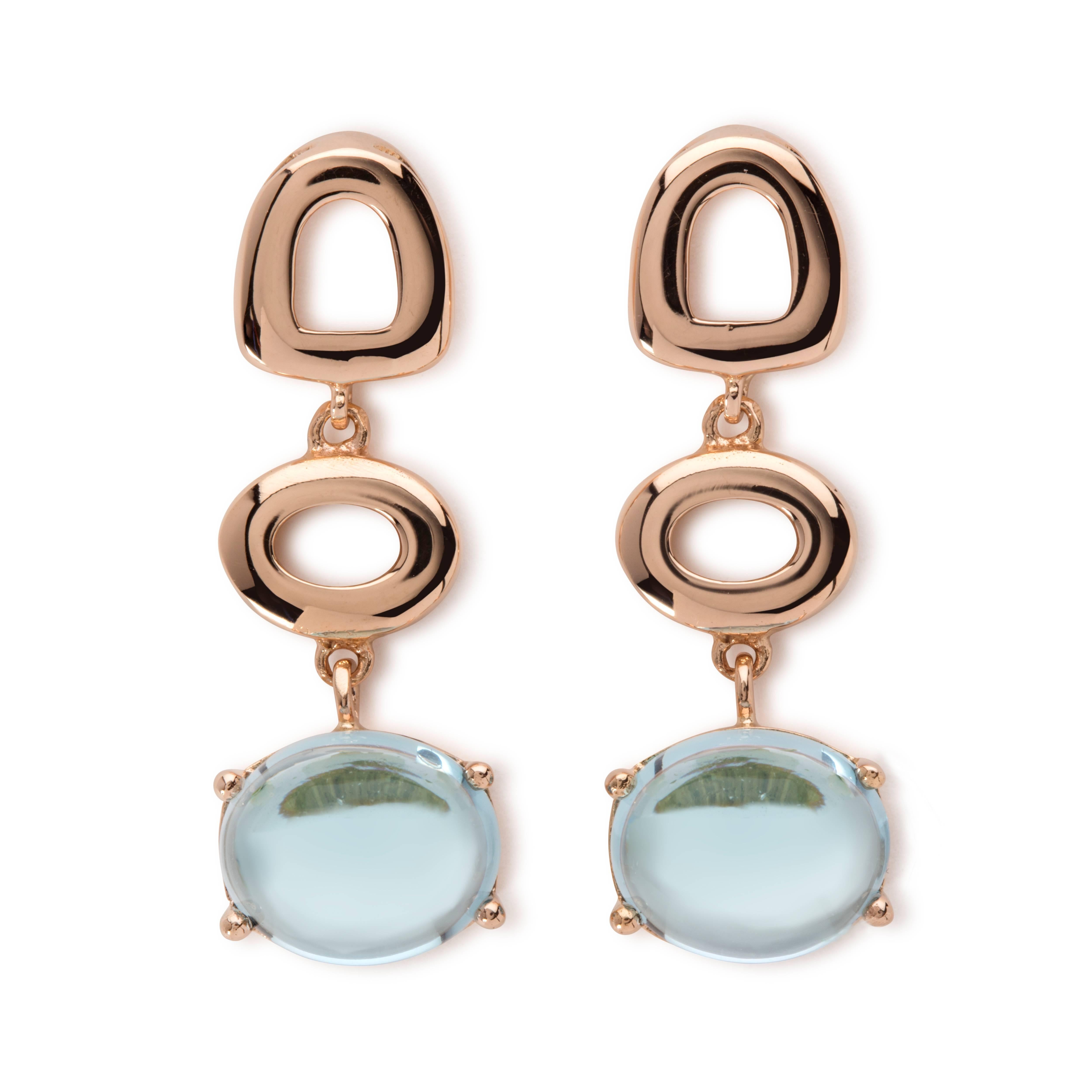 Maviada's St Tropez Sky Blue Topaz 18 Karat Yellow Gold Drop Long Earrings For Sale 1