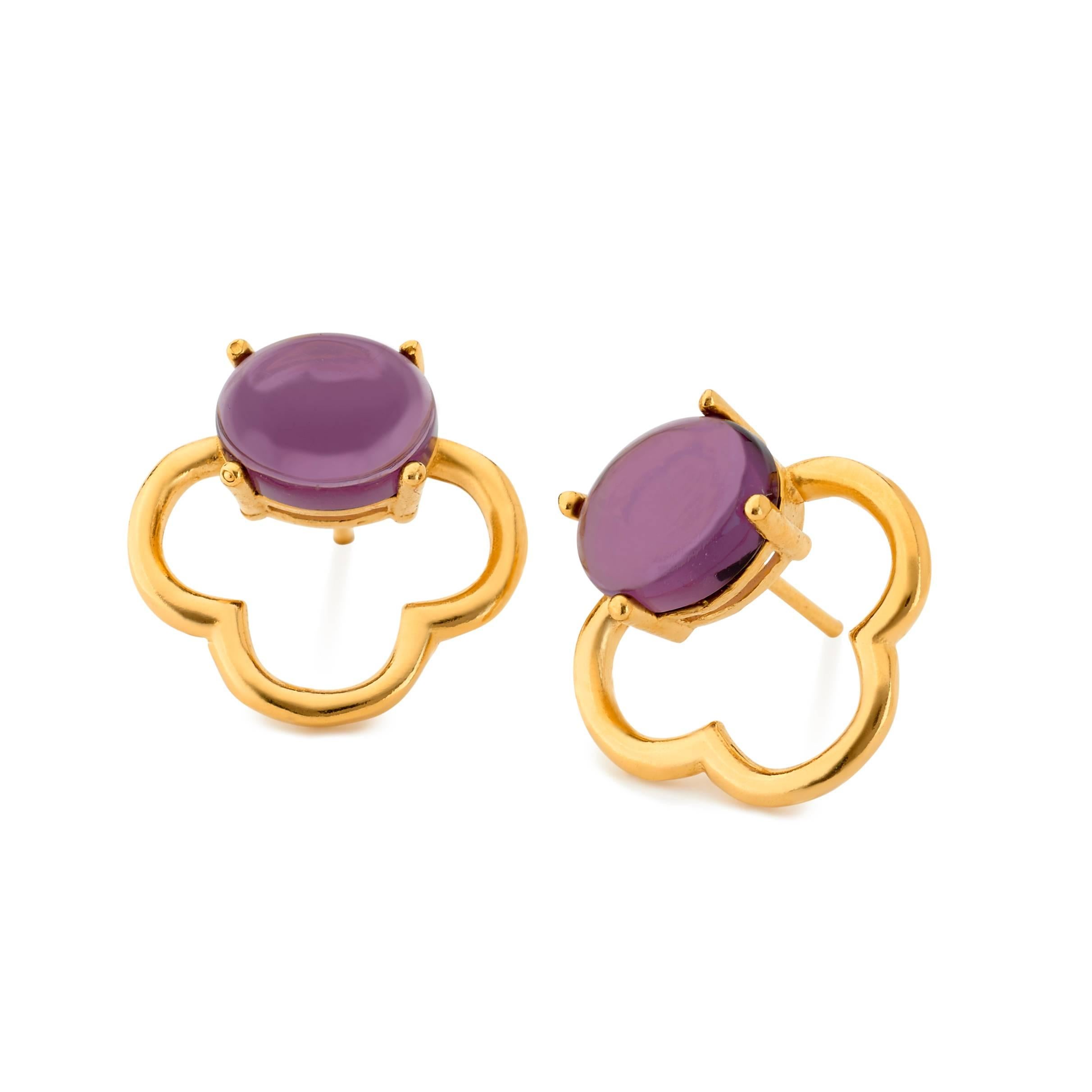 MAVIADA's 18k Vermeil Capri Rose Gold Pink Tourmaline quartz Stud Drop Earrings 8