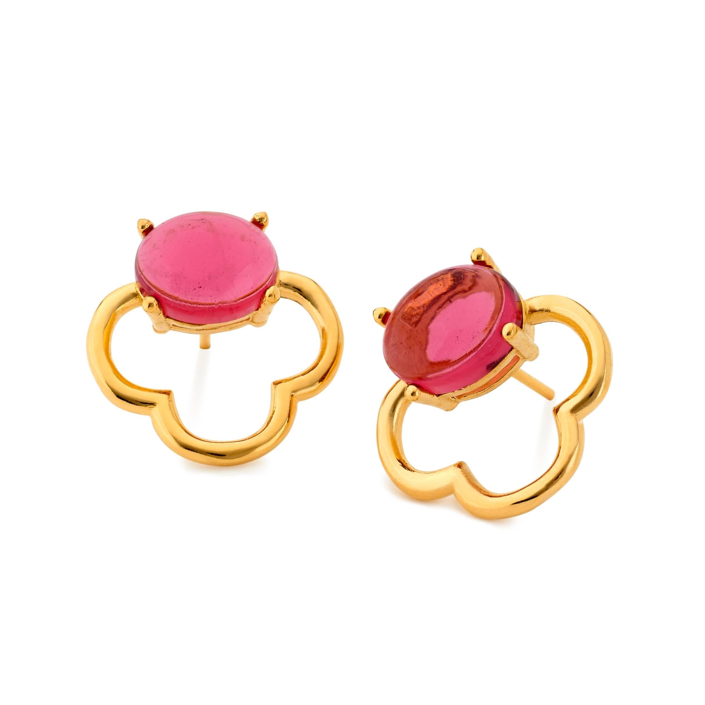 MAVIADA's 18k Vermeil Capri Rose Gold Pink Tourmaline quartz Stud Drop Earrings 9