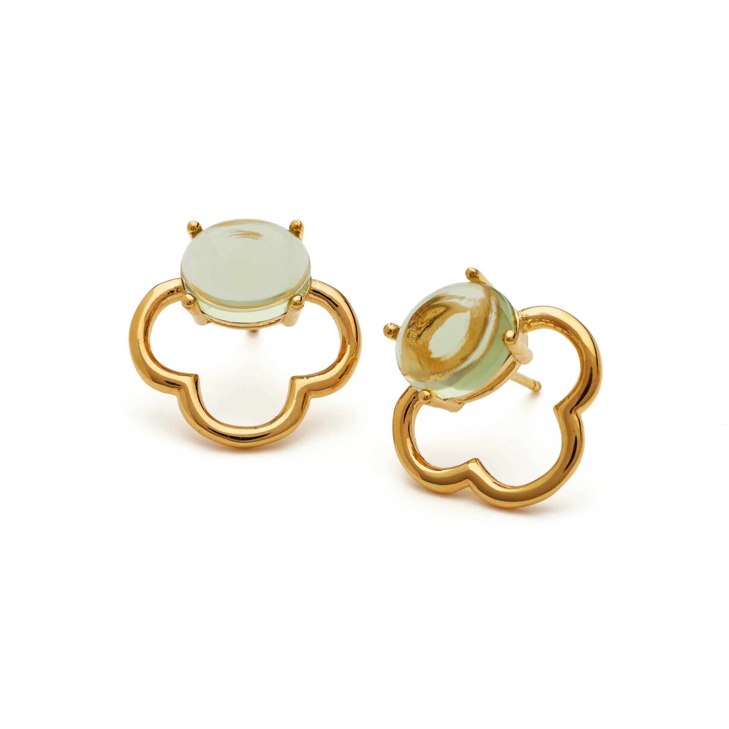 MAVIADA's 18k Vermeil Capri Rose Gold Green Amethyst quartz Stud Drop Earrings 1