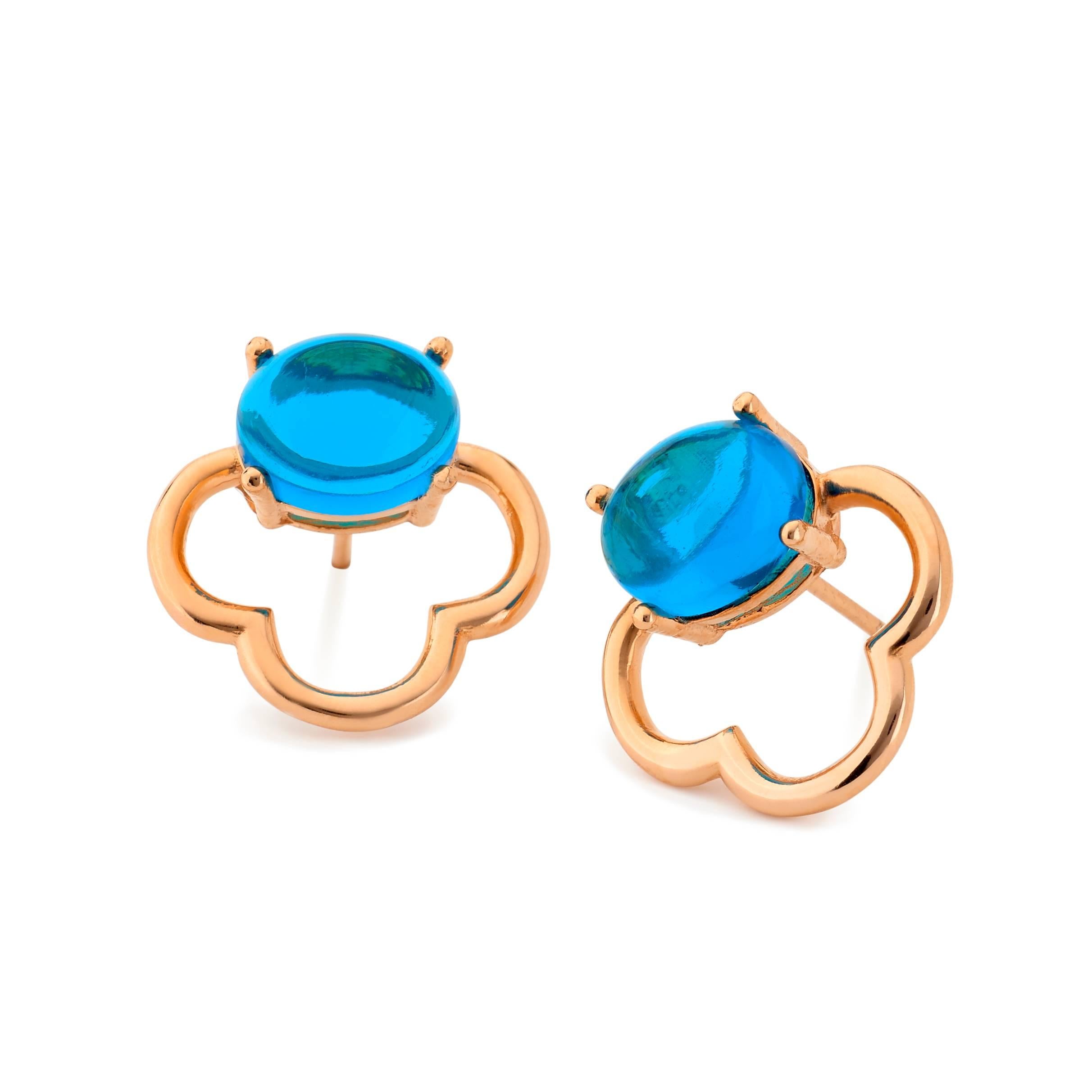 Maviada's 18 Karat Vermeil Capri Yellow Gold Aqua Blue Quartz Drop Stud Earrings 6