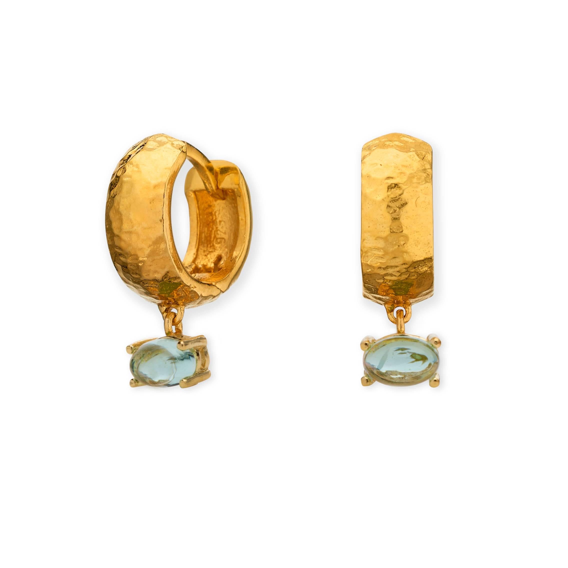 MAVIADA' s 18k Yellow Gold Vermeil Bastia Mini Smoky Brown quartz Hoop Earring 6