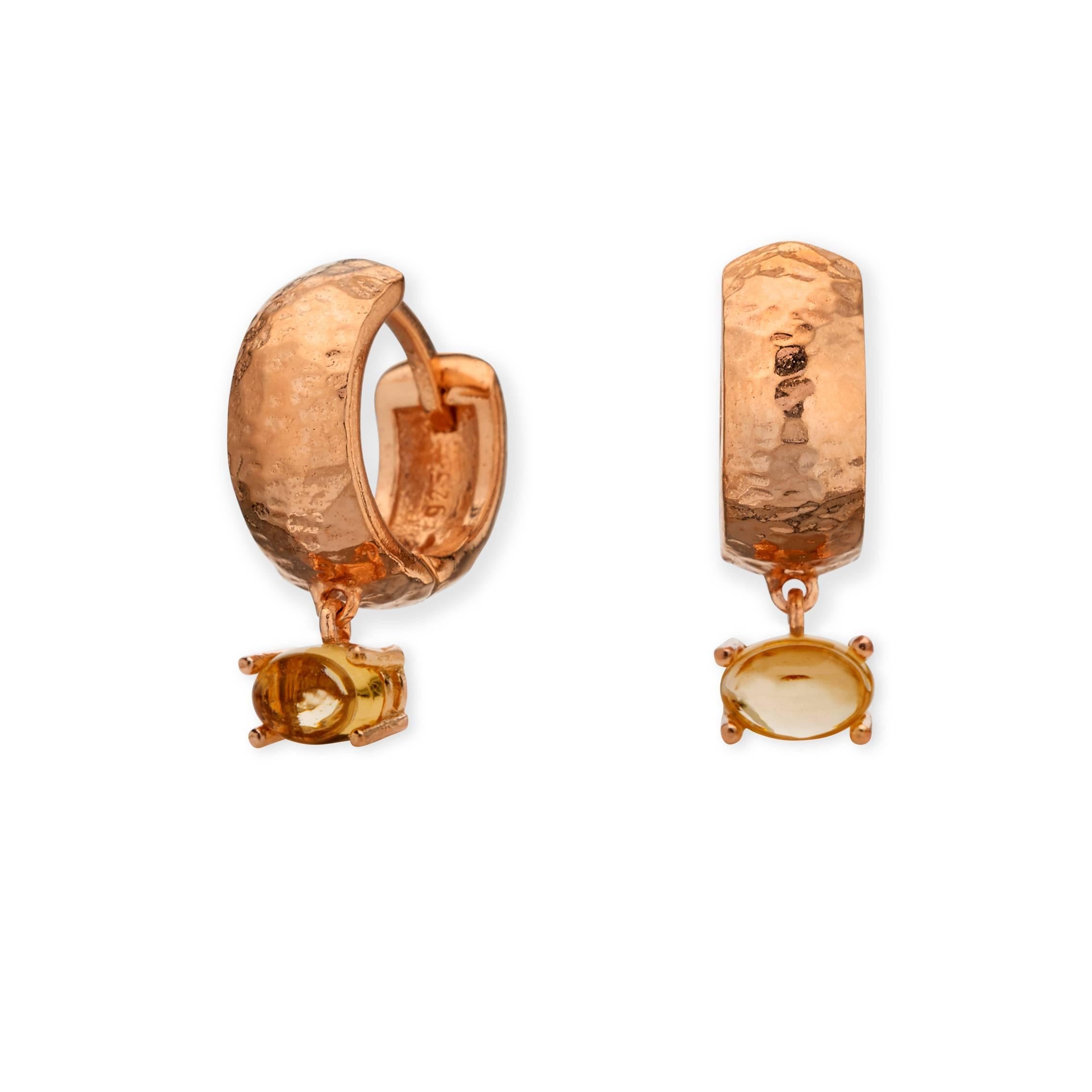 MAVIADA' s 18k Rose Gold Vermeil Bastia Mini Pink Tourmaline quartz Hoop Earring 12