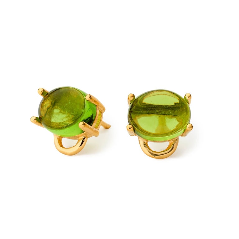 MAVIADA' s Marmaris 18k Yellow Gold Green Amethyst Vermeil Stud