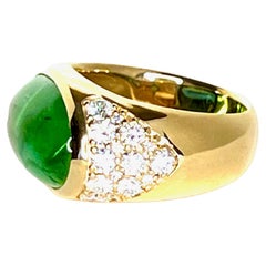 1 Bague en Or 750/Rose avec 1 Tourmaline Cab. + Pavé de diamants