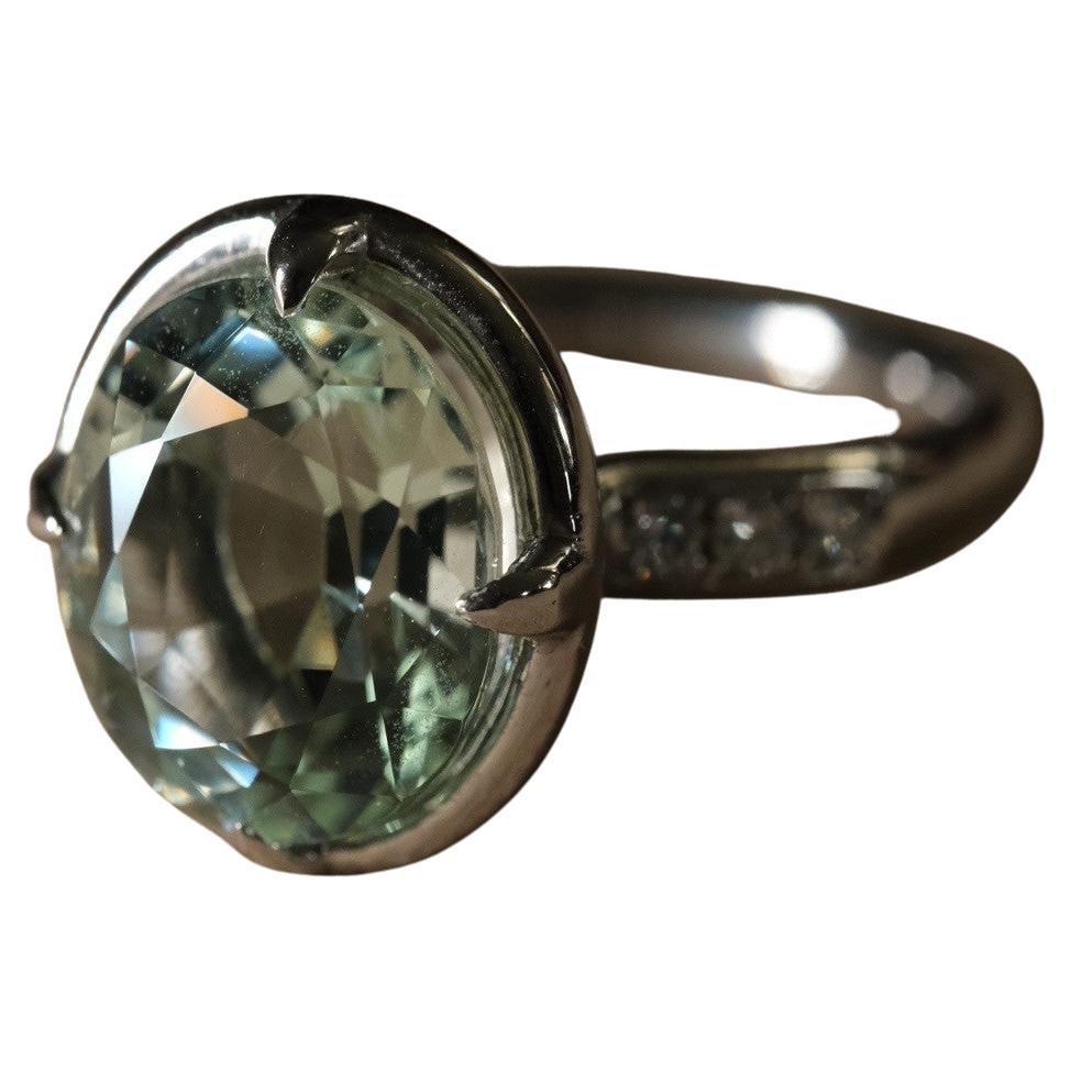 LEYSER 950 Platinum Green Beryll Ring