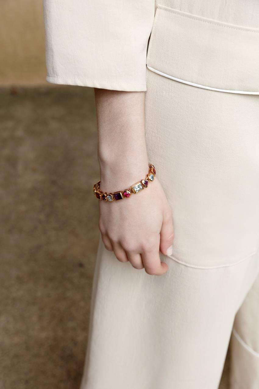 gold multicolor gemstone bracelet