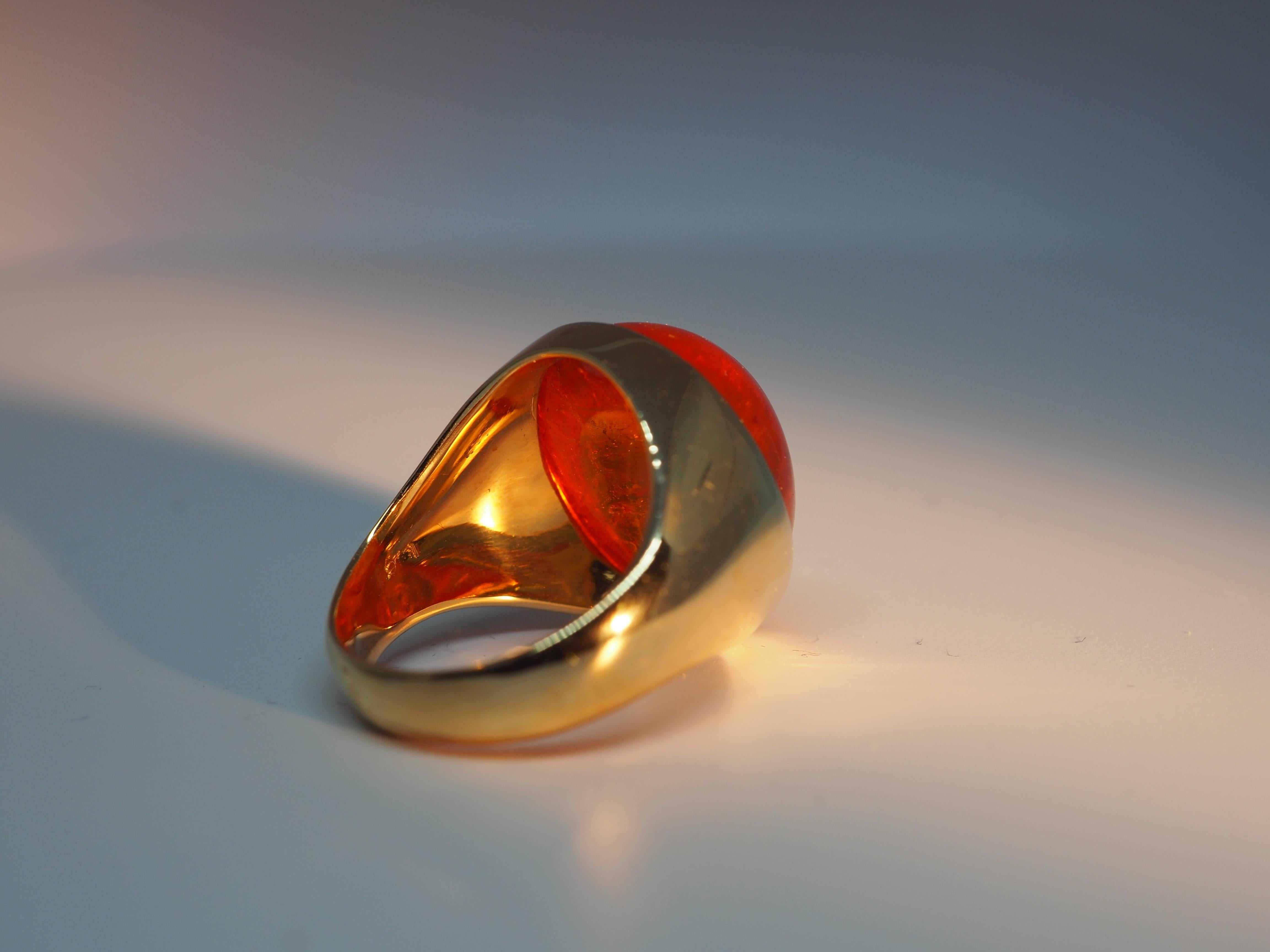 Fine Mandarin Garnet Cocktail Ring In New Condition In Idar-Oberstein, DE