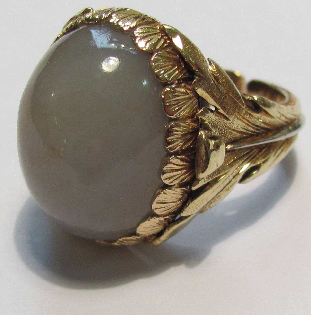 Artist 1950s Minotto Chalcedony Pearl Gold Brooch and Ring Set