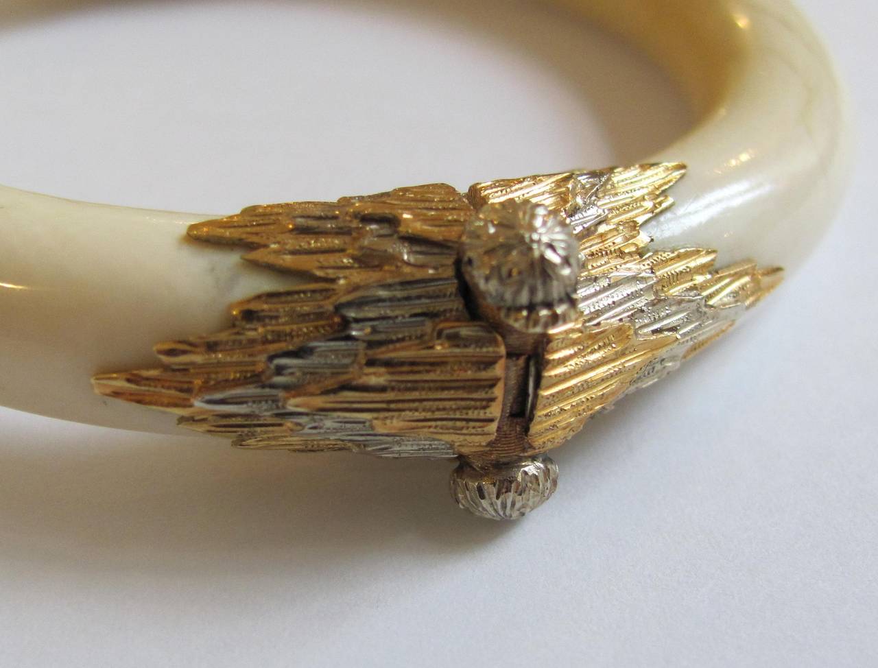 Art Deco 1930s Mario Buccellati Unique Ivory Gold Bracelets