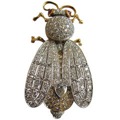Ruby Diamond Gold Insect Brooch