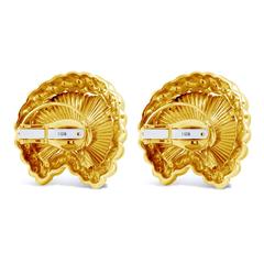 David Webb Ruby Diamond Gold Fan Earrings