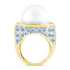 David Webb Black Onyx South Sea Pearl Diamond Gold Platinum Ring