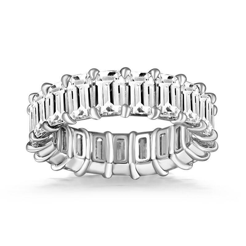 This gorgeous handmade 18 karat white gold eternity band is set with 19 stones totaling 7.85 carats.

