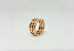 18 Karat Rose Gold Bvlgari B-Zero1 Ring Set with Four Diamonds