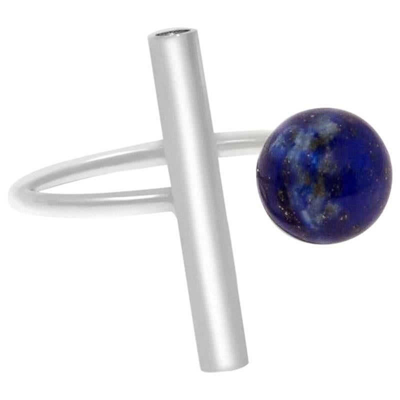 Geometric Sterling Silver Ring with Lapis by Allison Bryan