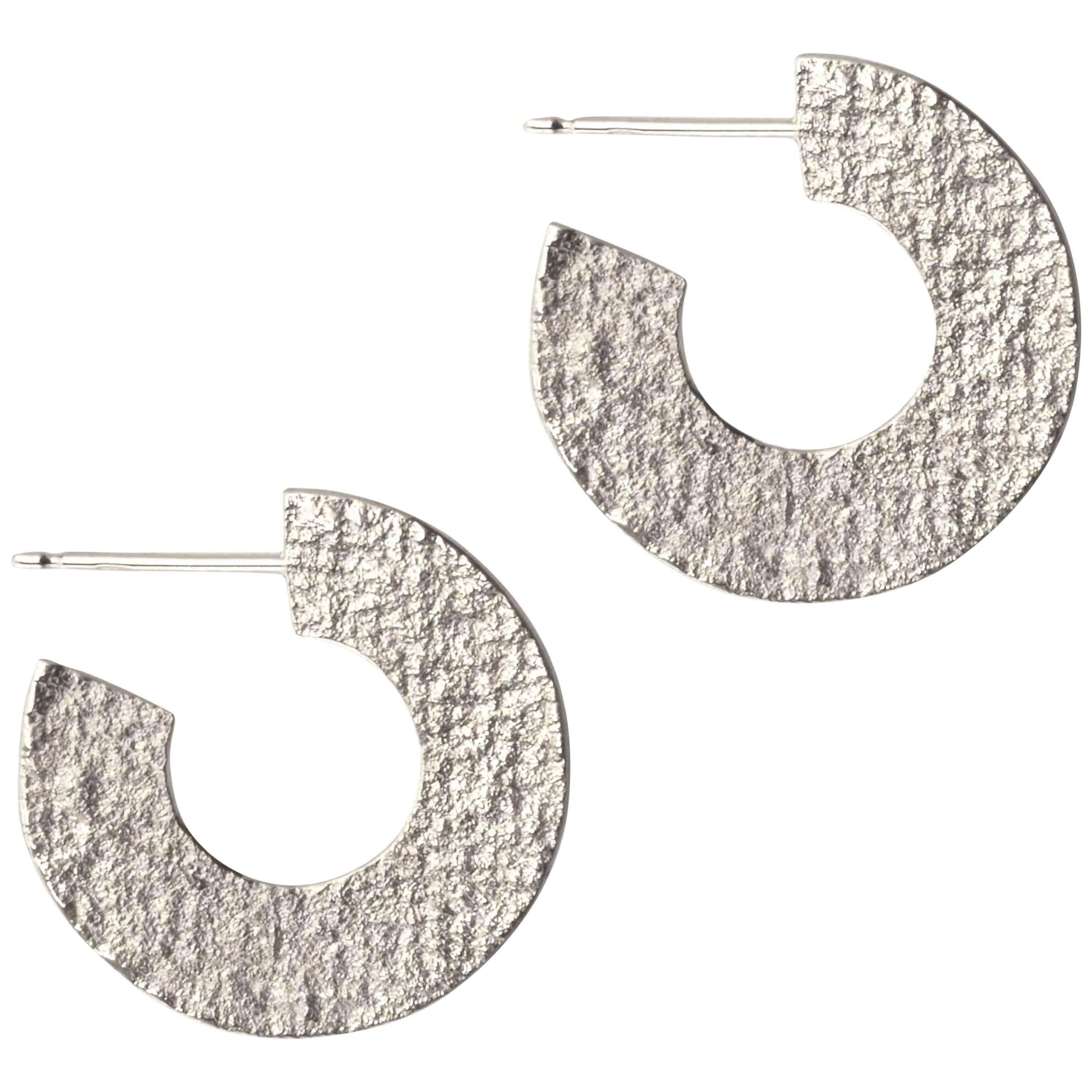 Textured Hoop Earrings in Silver by Allison Bryan