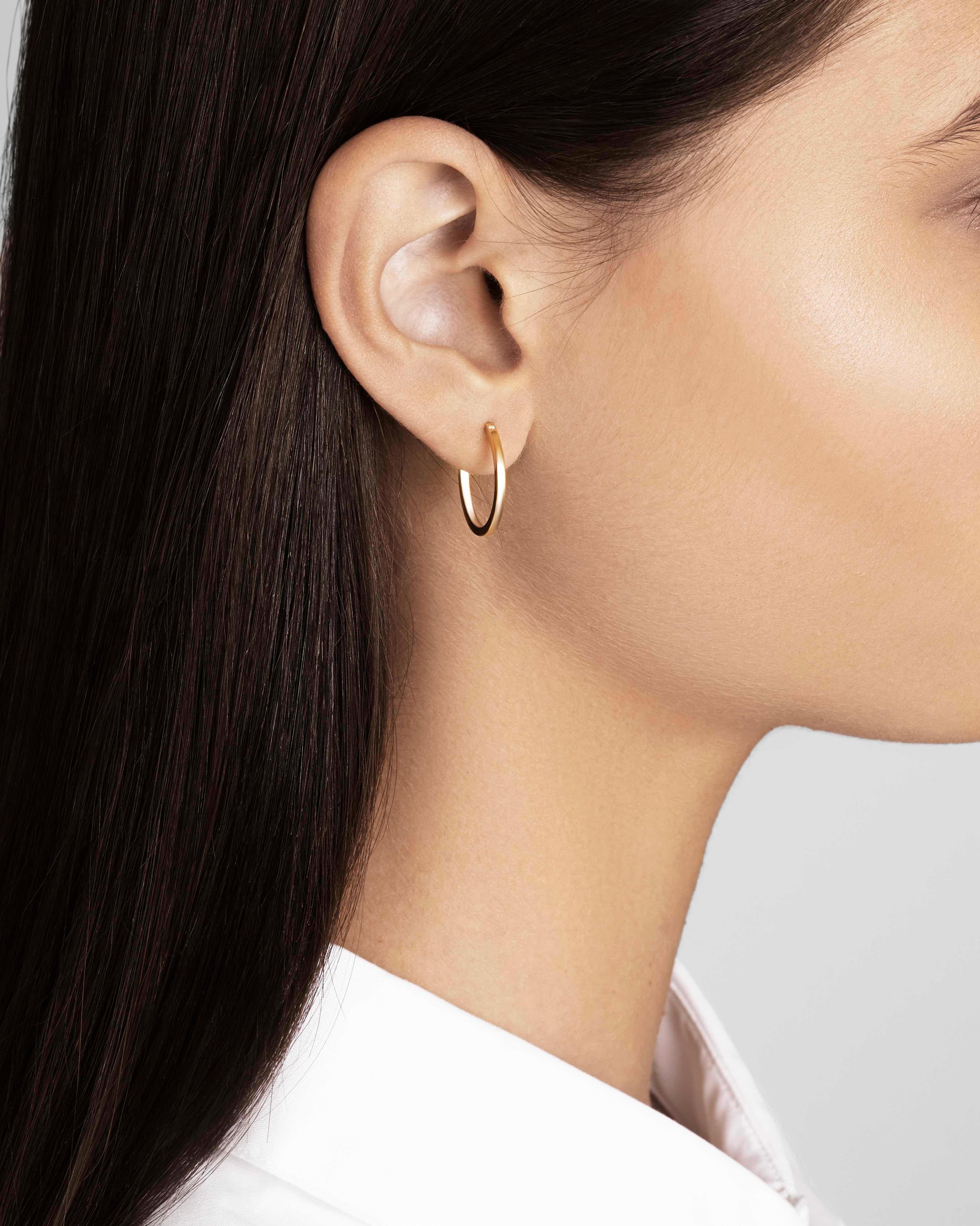 Women's 18 Karat Gold Hoop Earrings with White Diamonds by Allison Bryan