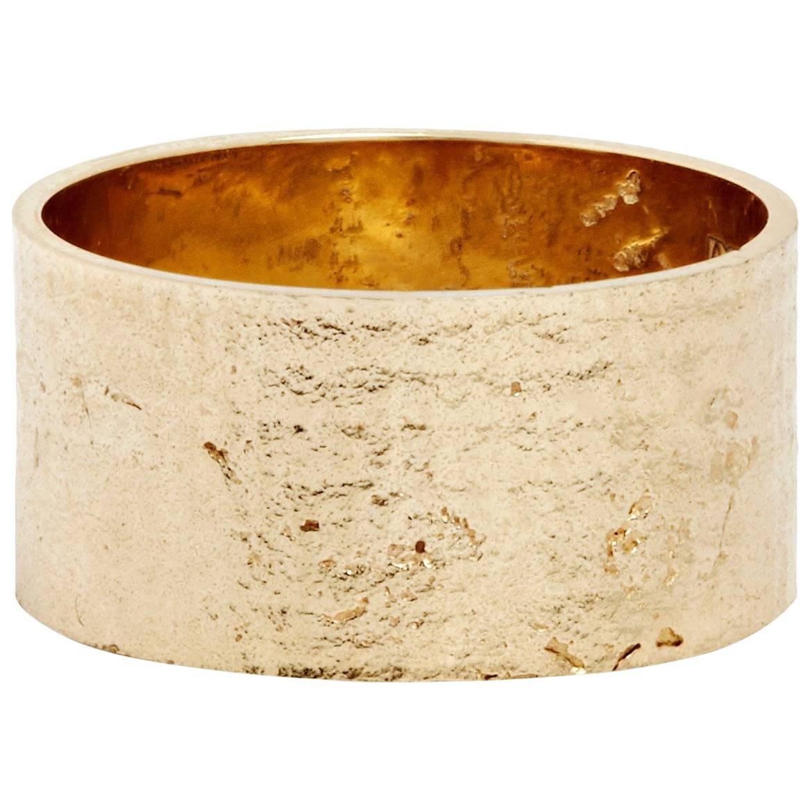 Textured Solid Gold Paper Cigar Ring by Allison Bryan For Sale